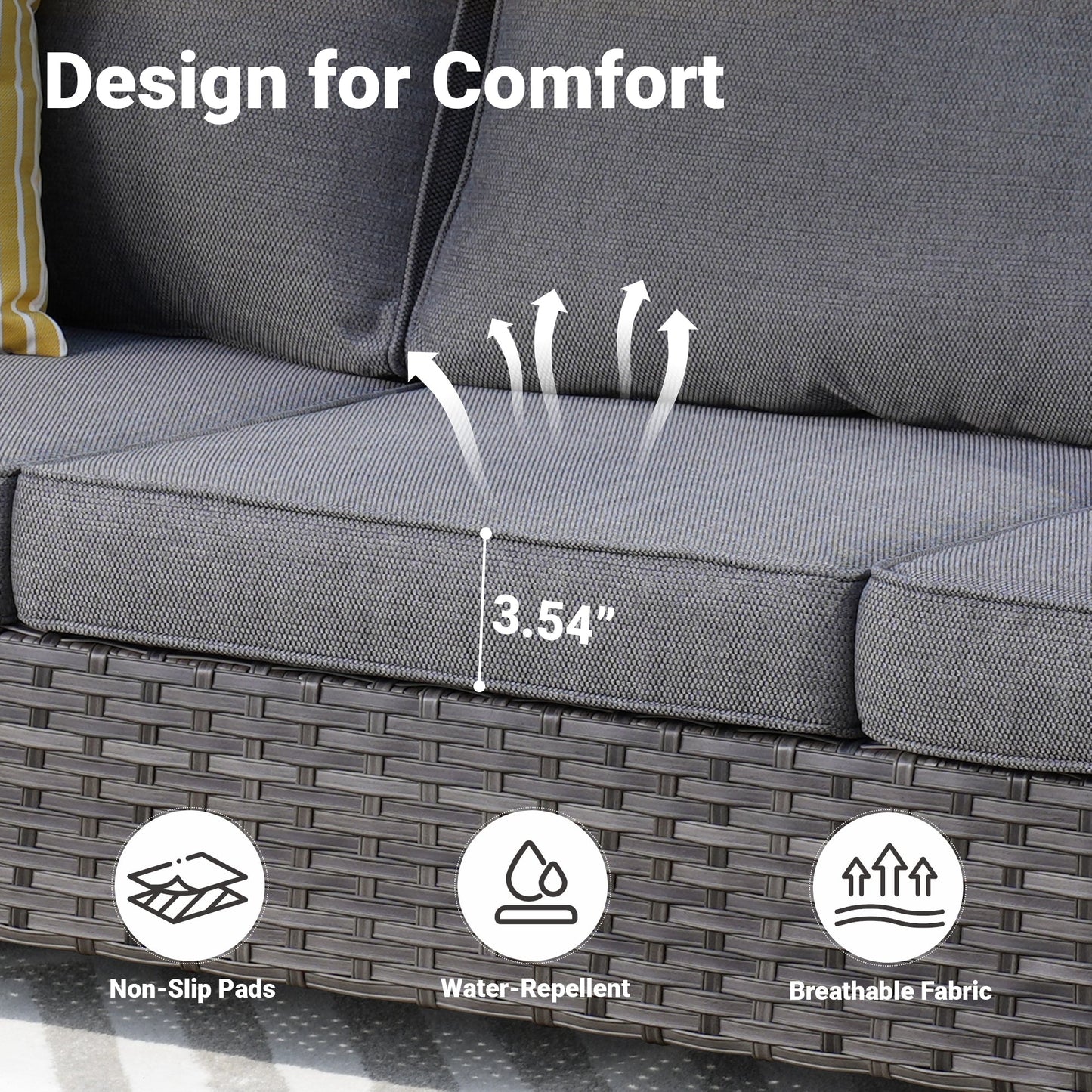 OVIOS Outdoor Couch New Vultros 3-Piece High Back with Ottoman