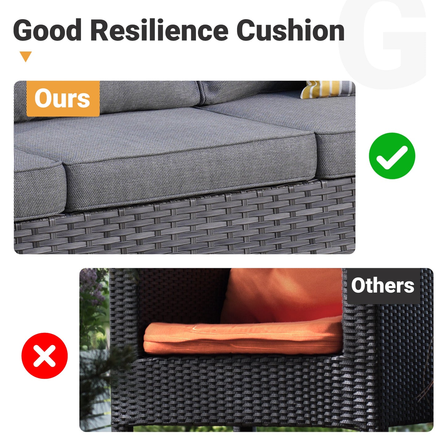 OVIOS Outdoor Couch New Vultros 3-Piece High Back with Ottoman