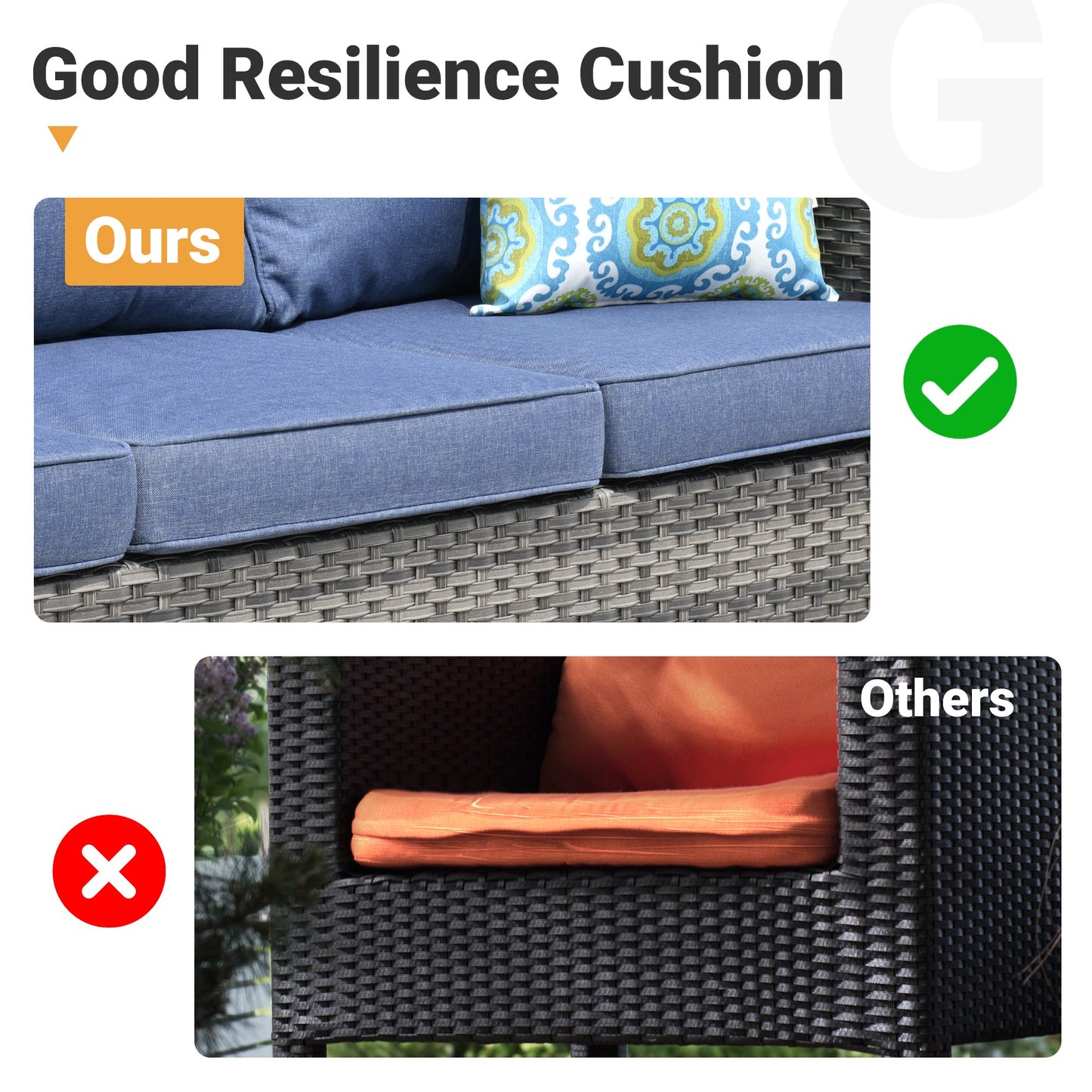 OVIOS Outdoor Couch New Vultros 3-Piece High Back with Ottoman
