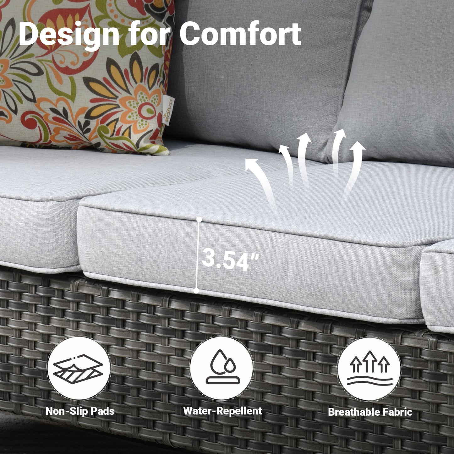OVIOS Outdoor Couch New Vultros 3-Piece High Back with Ottoman