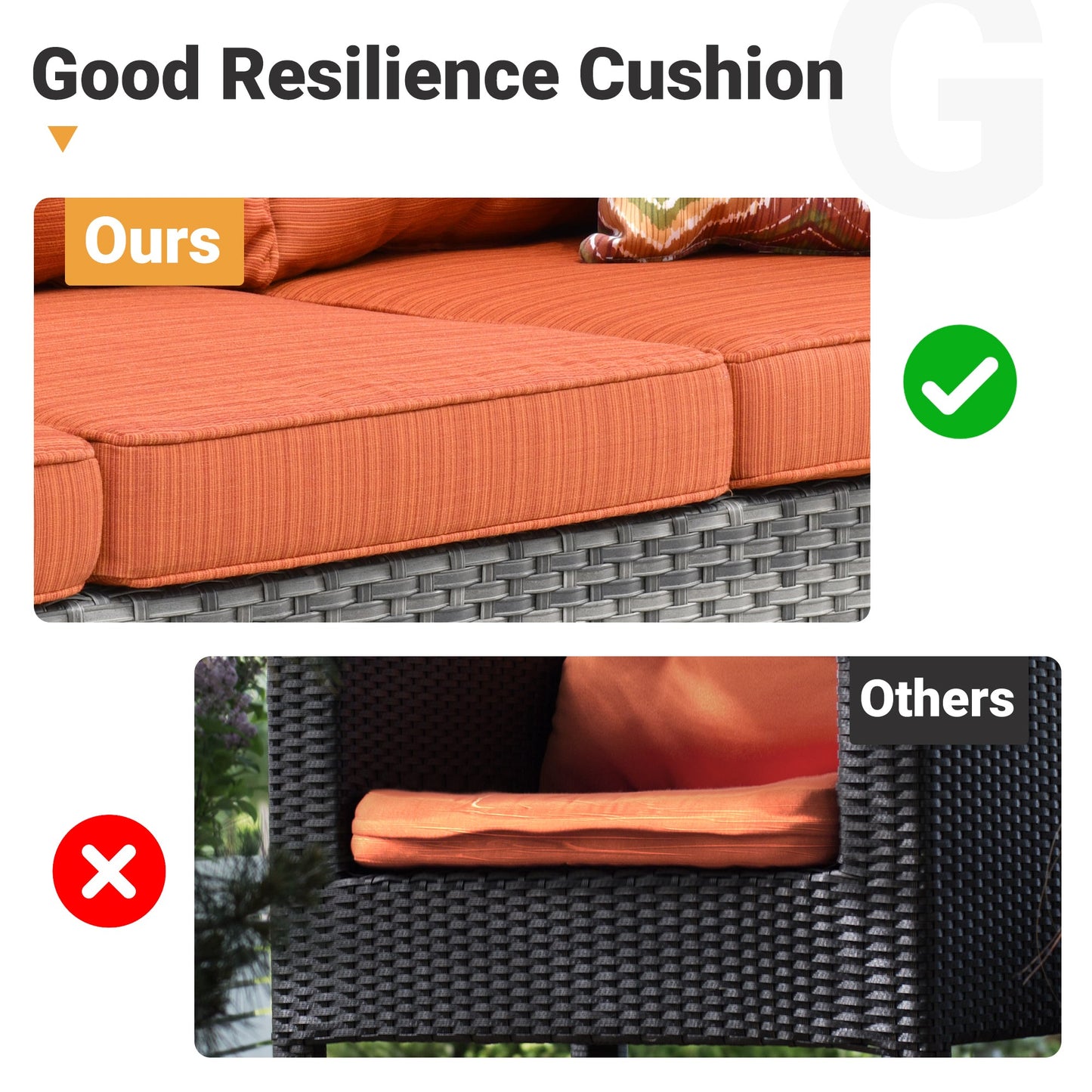 OVIOS Outdoor Couch New Vultros 3-Piece High Back with Ottoman