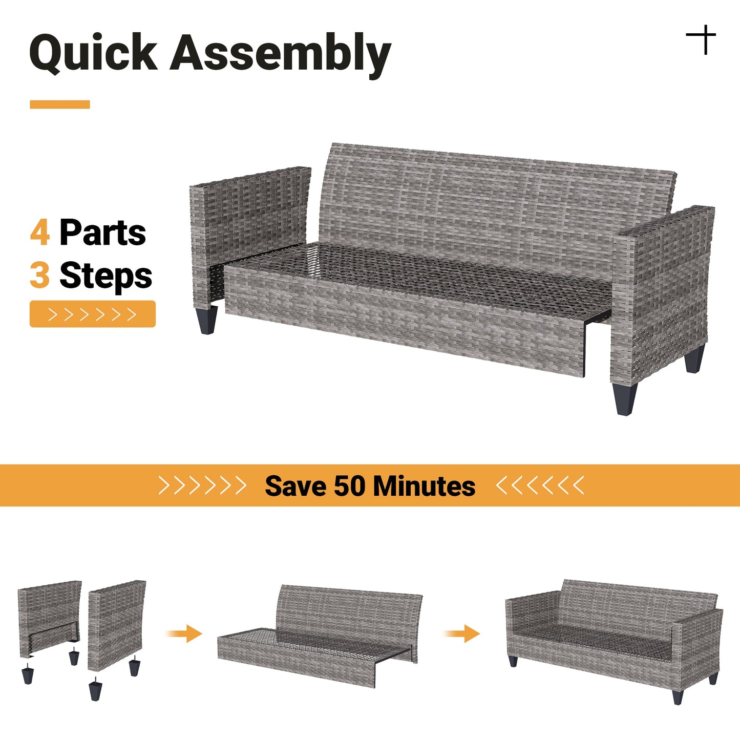 Ovios Patio Furniture Set 6-Piece with Swivel Rocking Chairs and Table