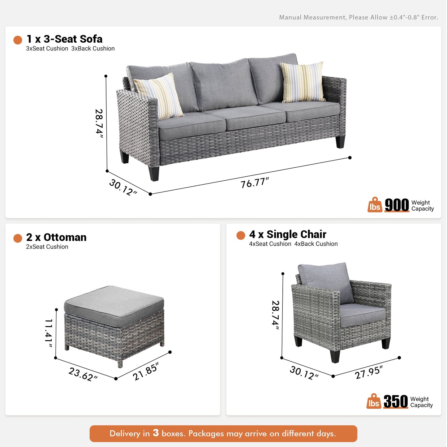OVIOS Patio Furniture Set New Vultros 7-Piece High Back with Cushions
