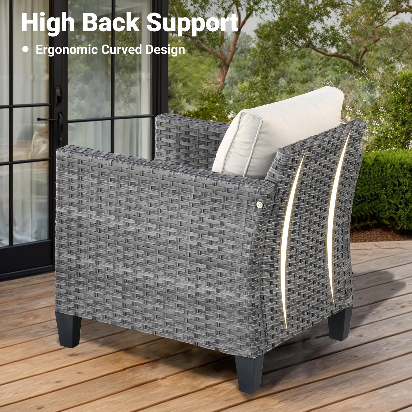 OVIOS Patio Conversation Set 8-Piece with Swivel Rocking Chairs and Table