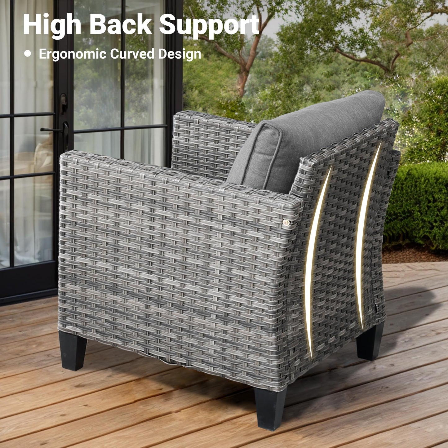OVIOS Patio Conversation Set 8-Piece with Swivel Rocking Chairs and Table