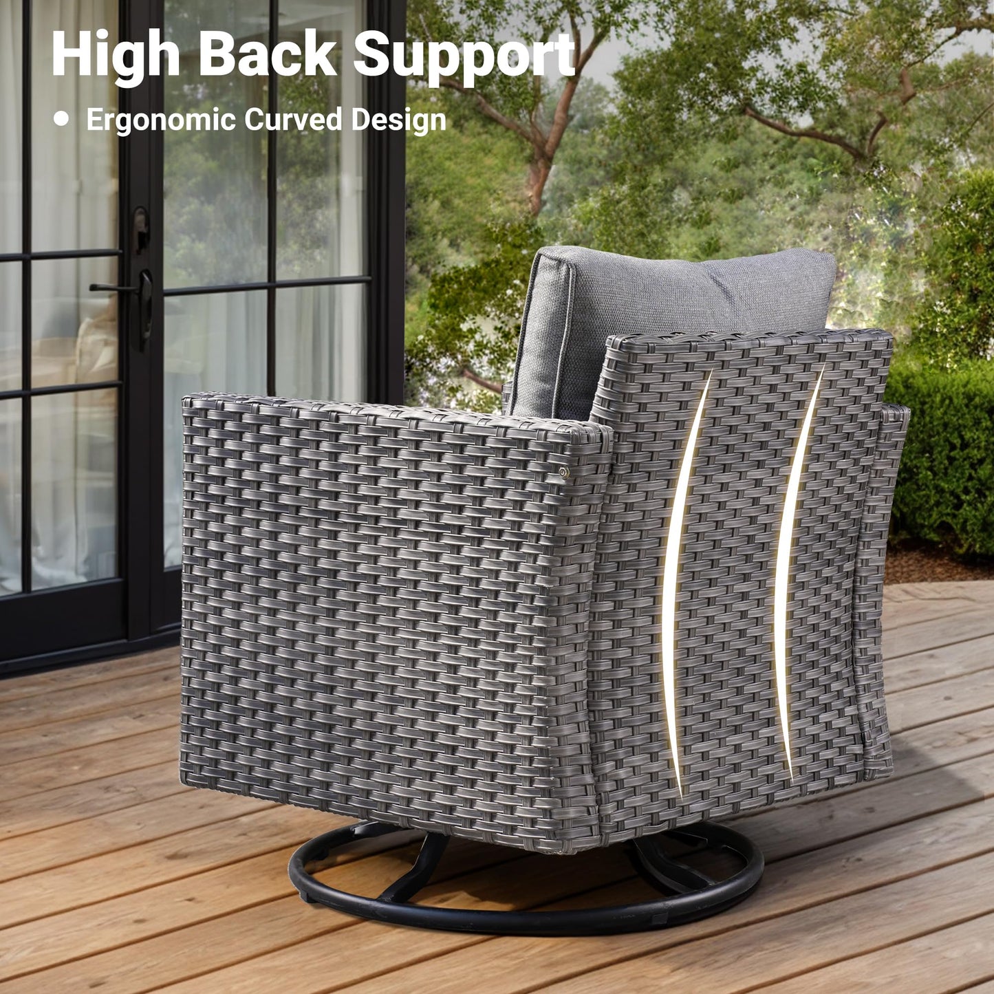 OVIOS Patio Conversation Set 8-Piece with Swivel Rocking Chairs and Table