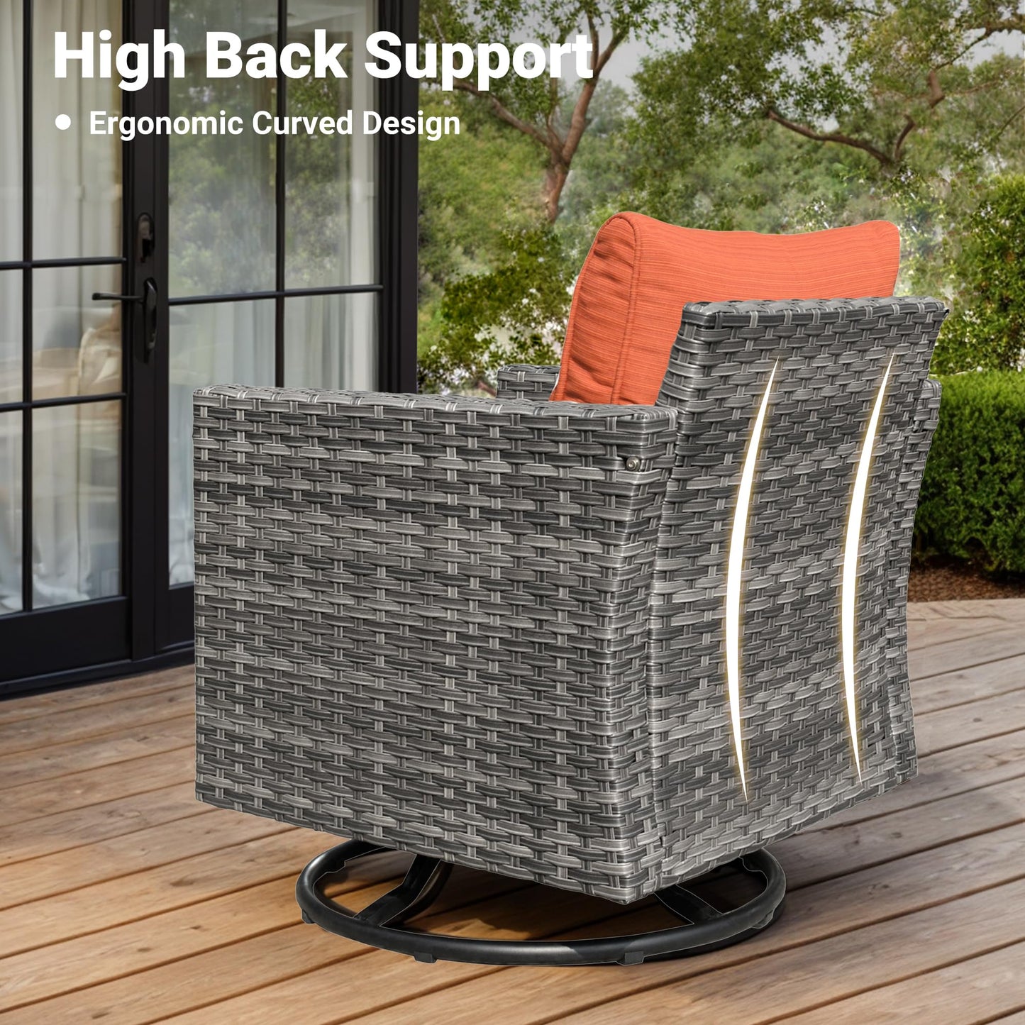 Ovios Patio Furniture Set 6-Piece with Swivel Rocking Chairs and Table