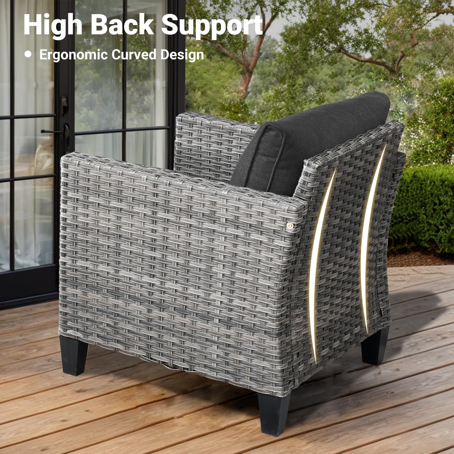 OVIOS Patio Conversation Set 8-Piece with Swivel Rocking Chairs and Table