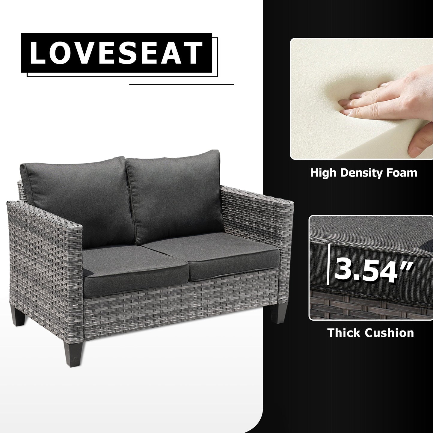 OVIOS Outdoor Loveseat New Vultros High BackShape Armrest