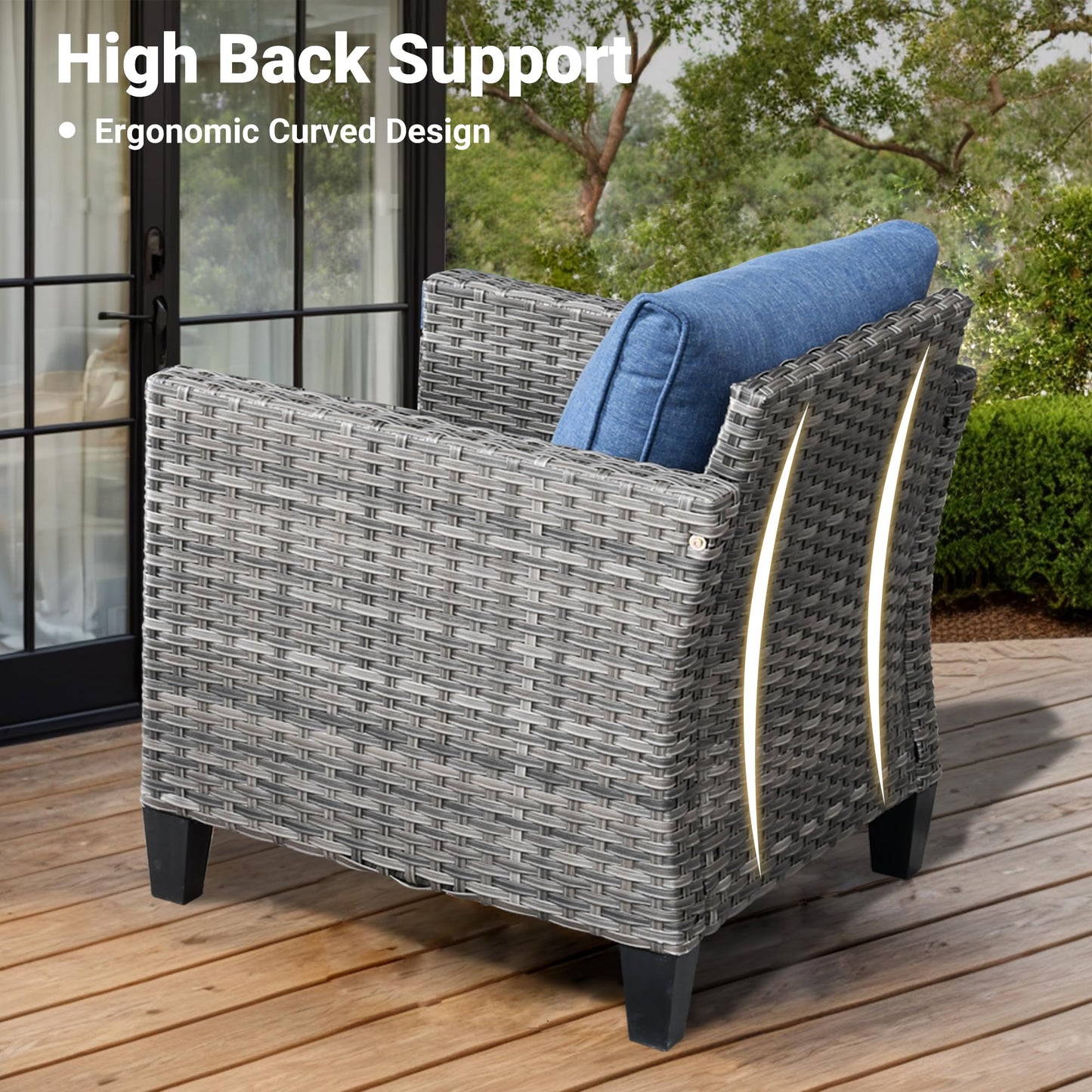 Ovios Patio Furniture Set 6-Piece with Swivel Rocking Chairs and Table