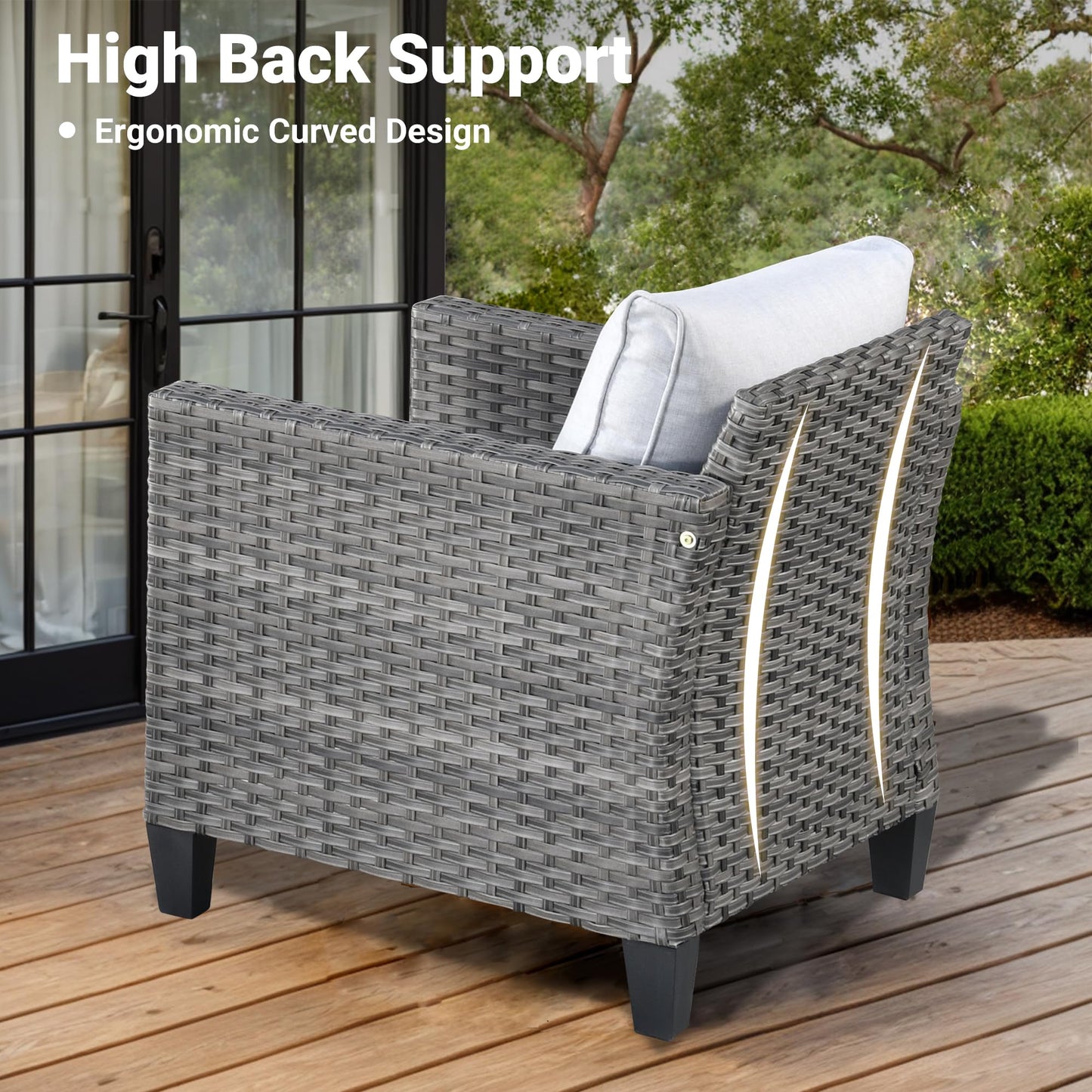 OVIOS Patio Conversation Set 8-Piece with Swivel Rocking Chairs and Table