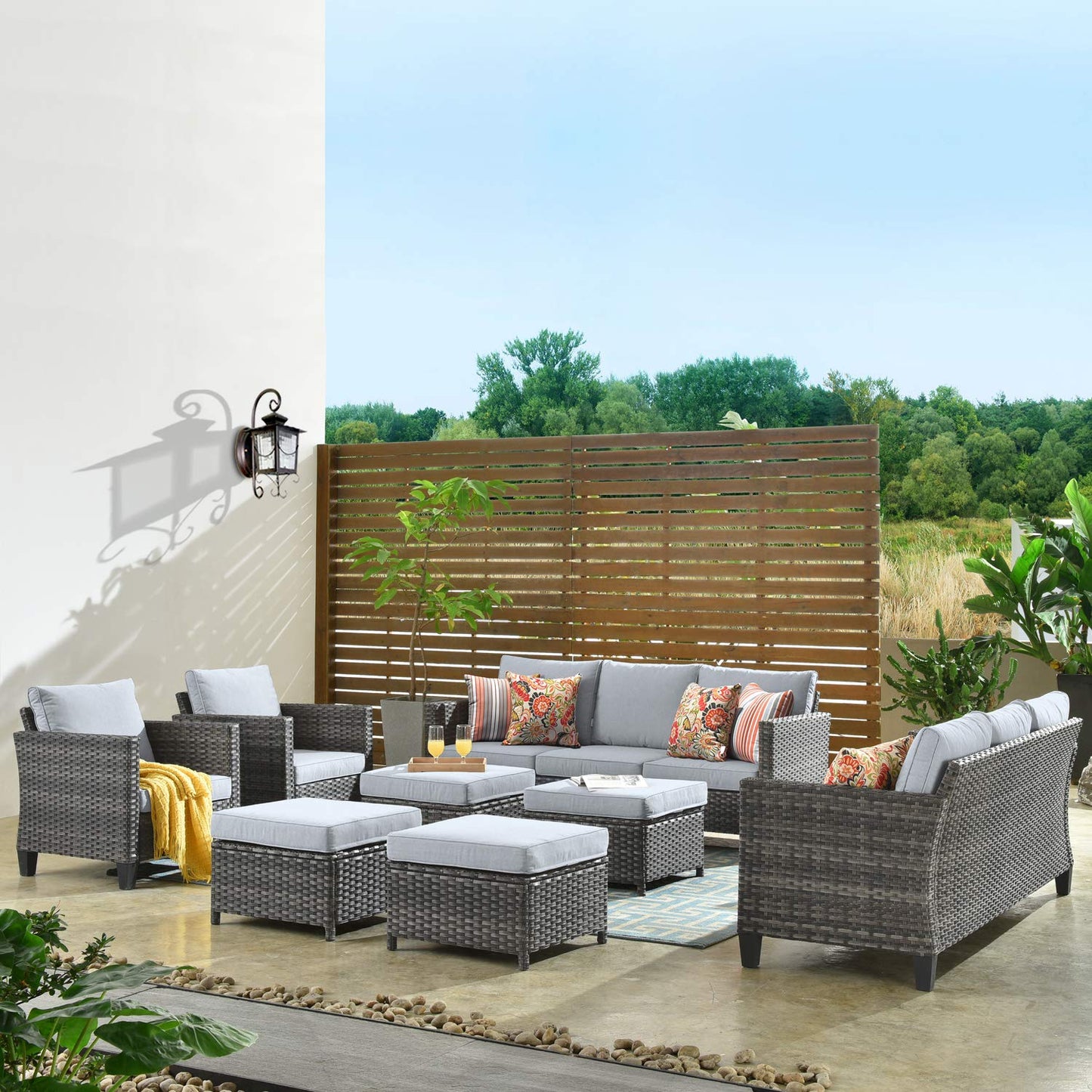 OVIOS Patio Furniture Set New Vultros 8-Piece High Back with Cushions