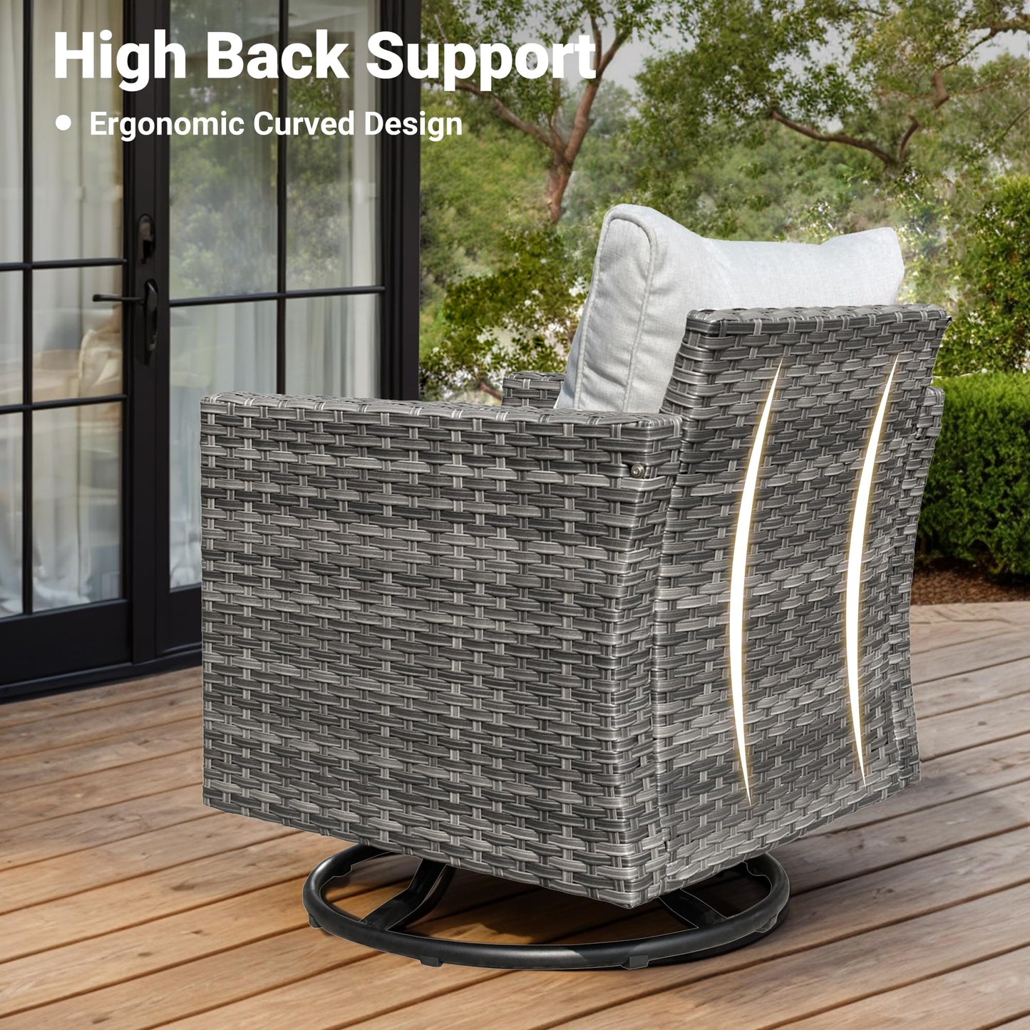 Ovios Patio Furniture Set 6-Piece with Swivel Rocking Chairs and Table
