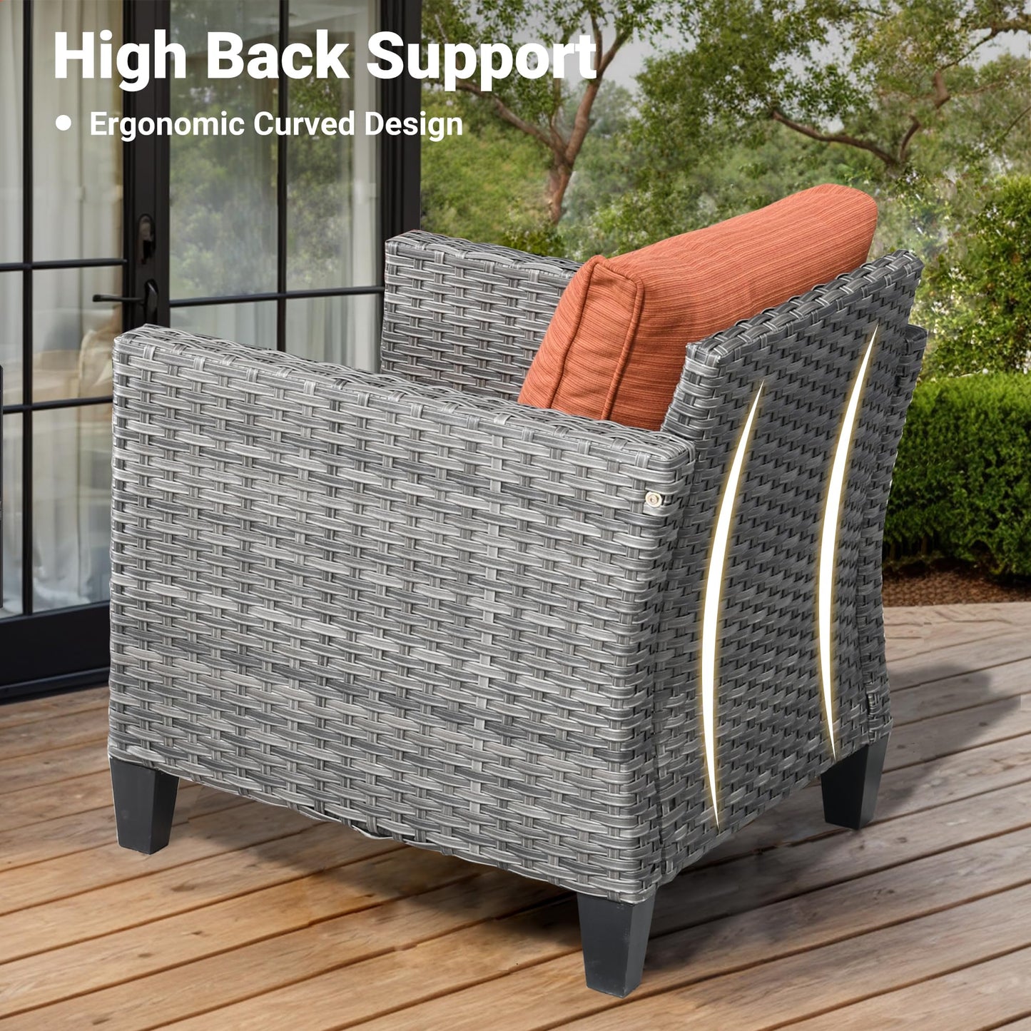 OVIOS Patio Conversation Set 8-Piece with Swivel Rocking Chairs and Table