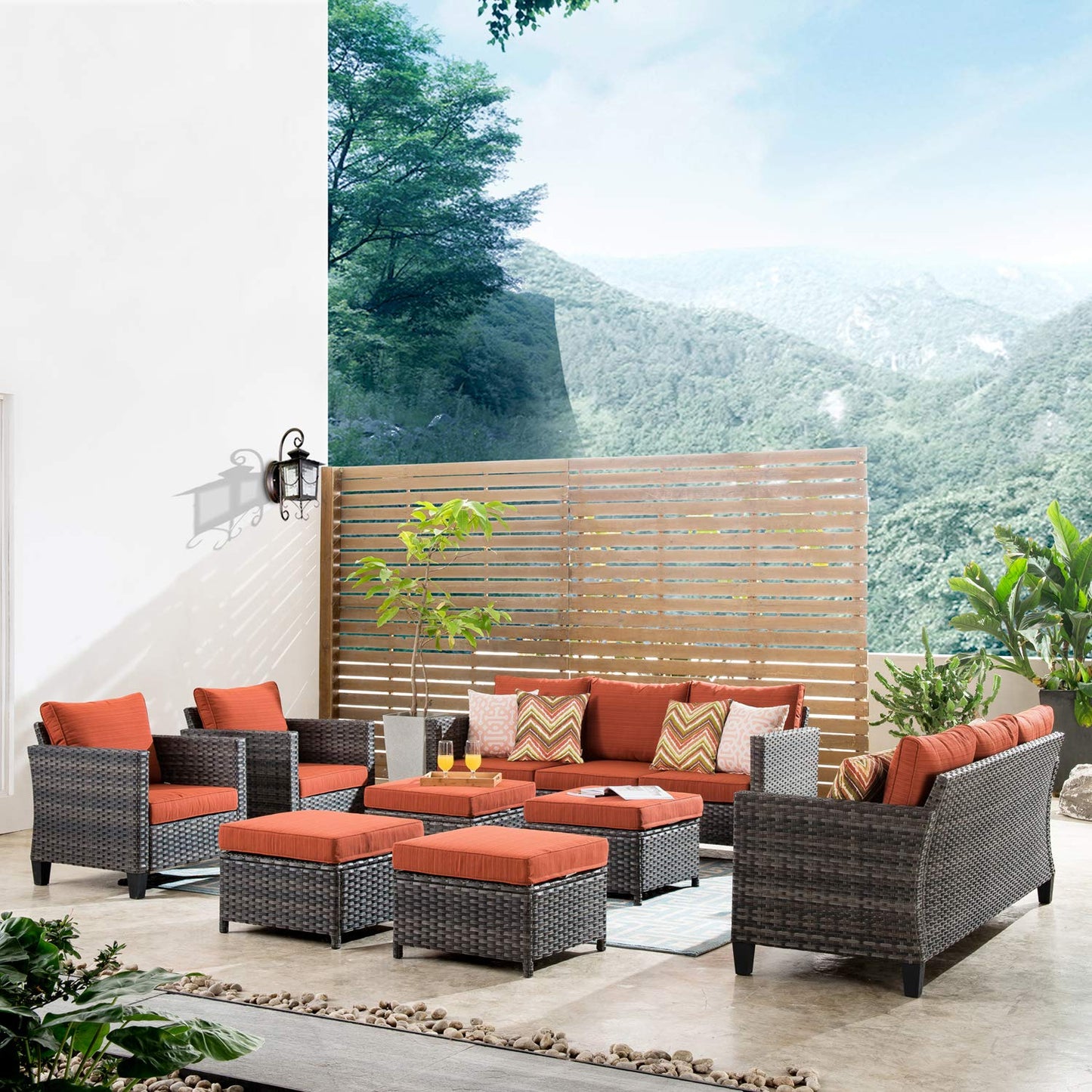 OVIOS Patio Furniture Set New Vultros 8-Piece High Back with Cushions