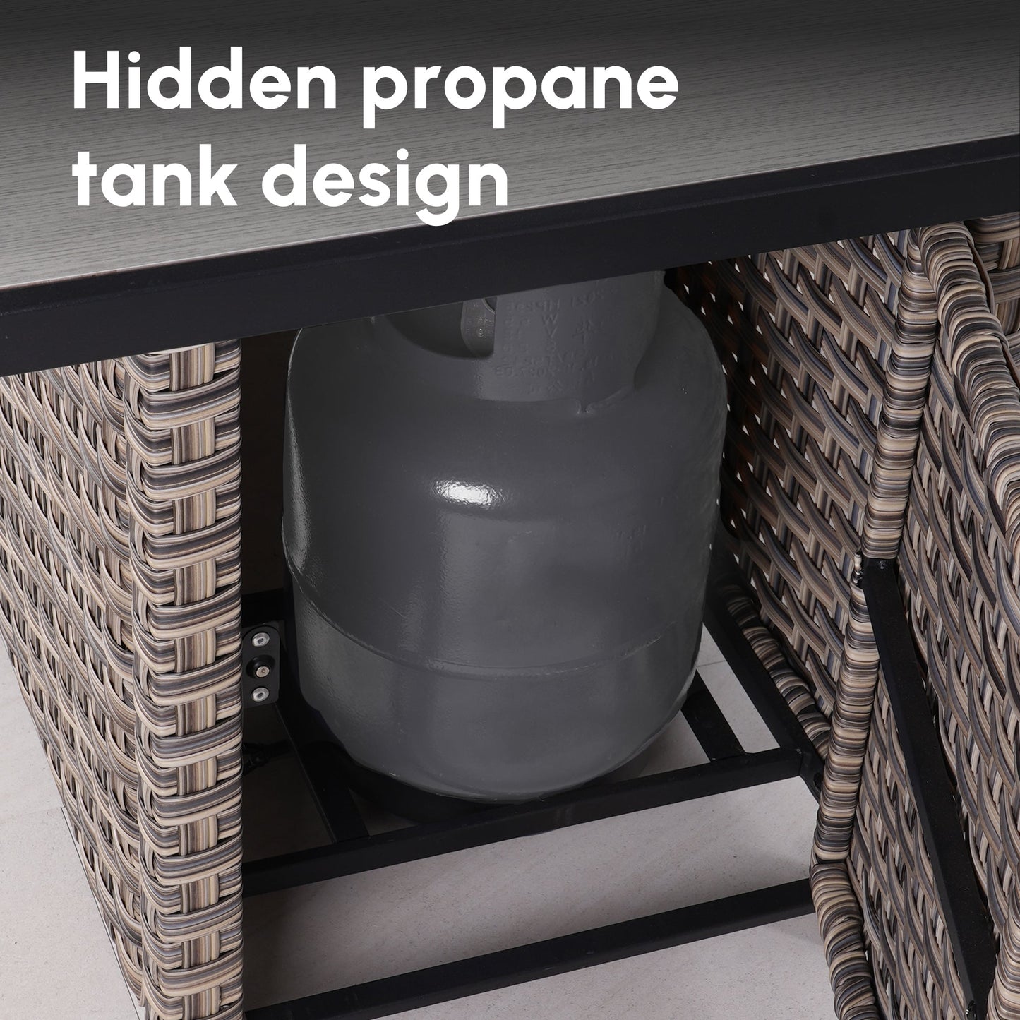 Ovios Rectangle Patio Propane Outdoor 42.12'' Fire Pit Table with Lid