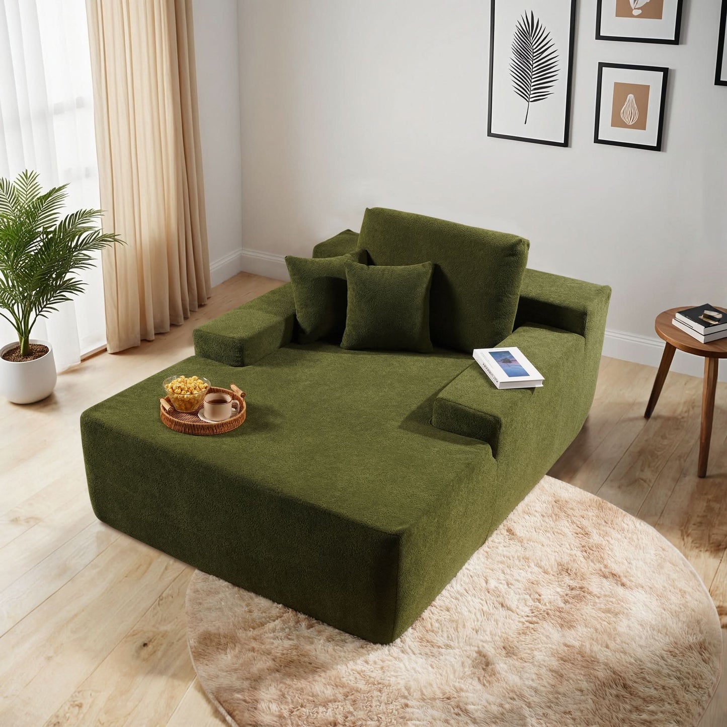 OVIOS Boneless Chaise Lounge,Luxurious Faux Fur, No Assembly Required