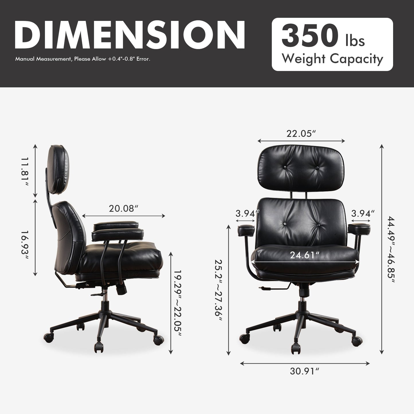 Ovios Office Executive Chair Oversize Cushions PU Fabric