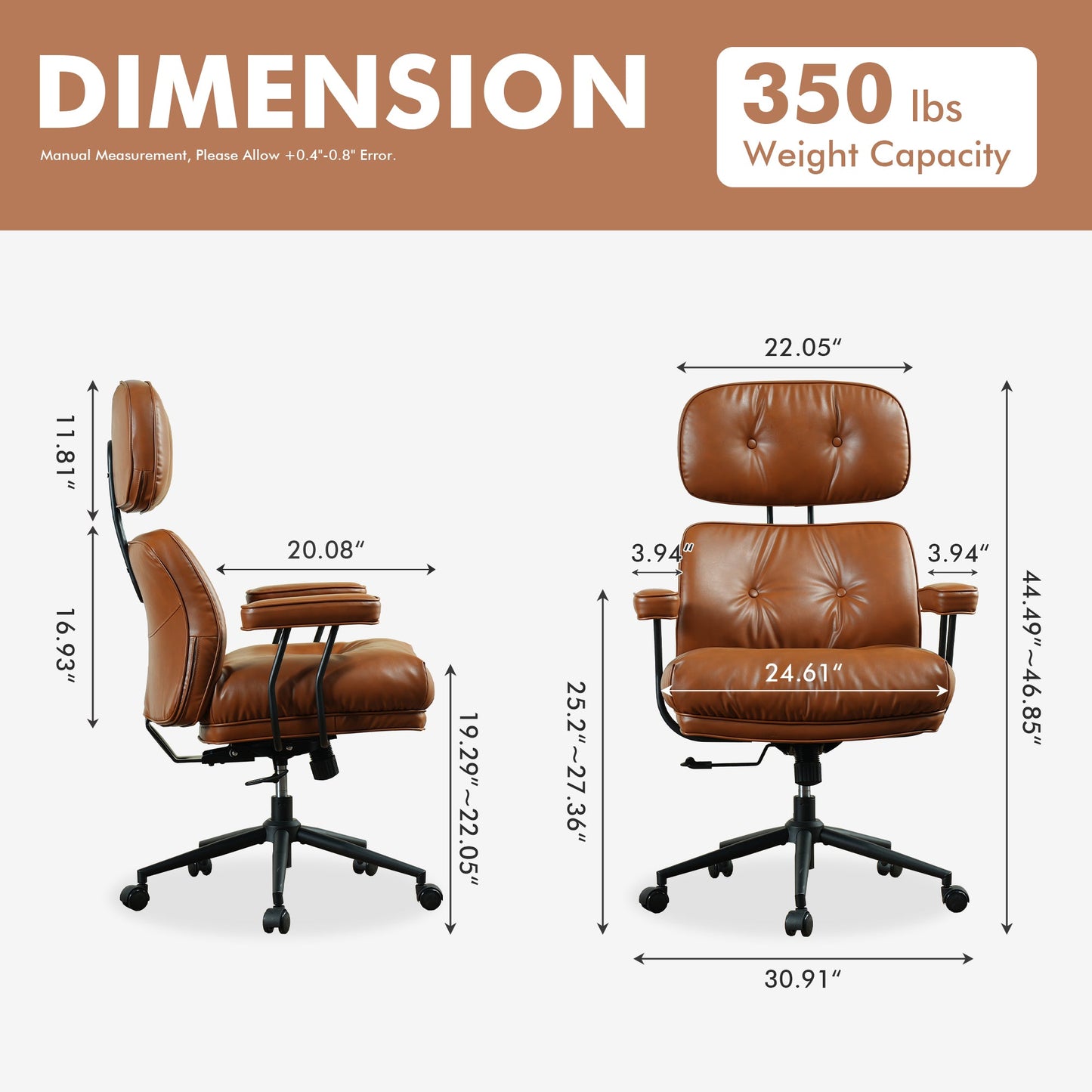 Ovios Office Executive Chair Oversize Cushions PU Fabric