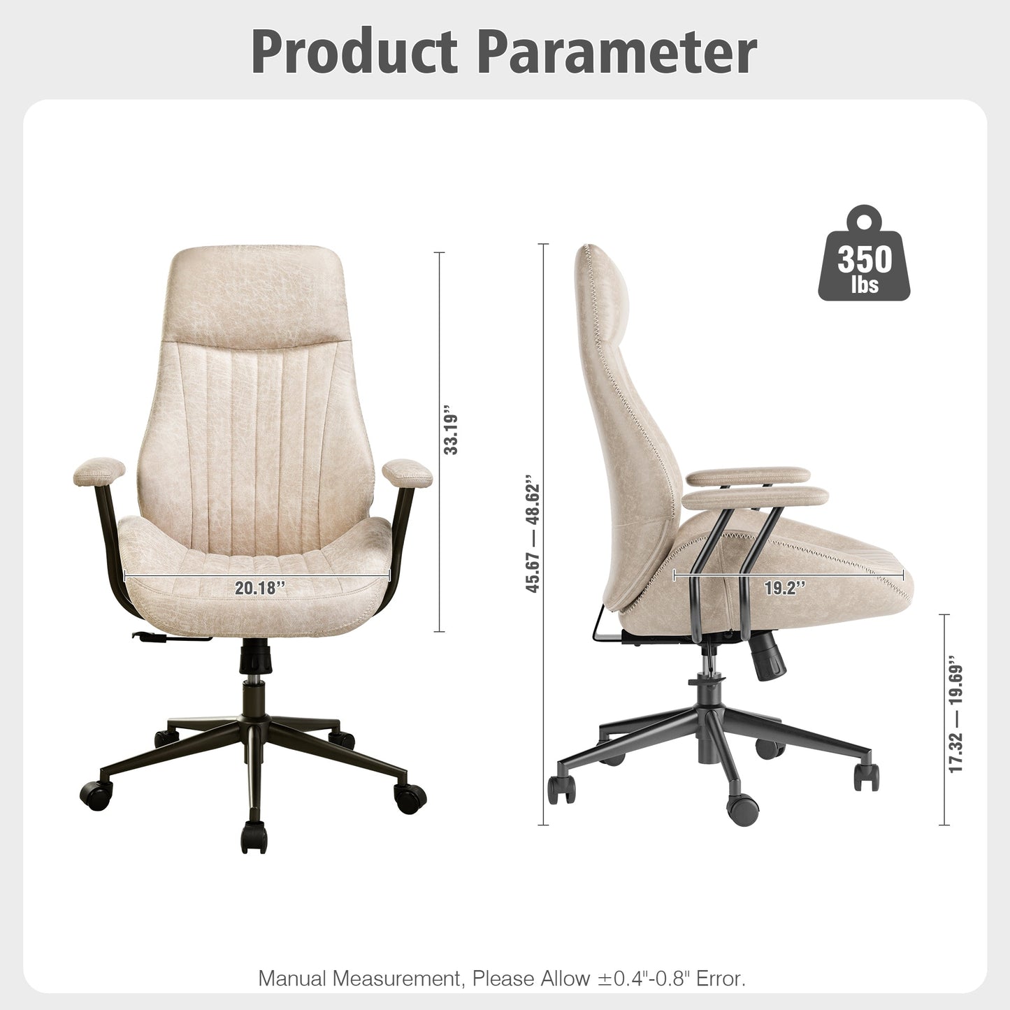OVIOS Office Chair Ergonomic High Back Suede Fabric for Executive or Home Office
