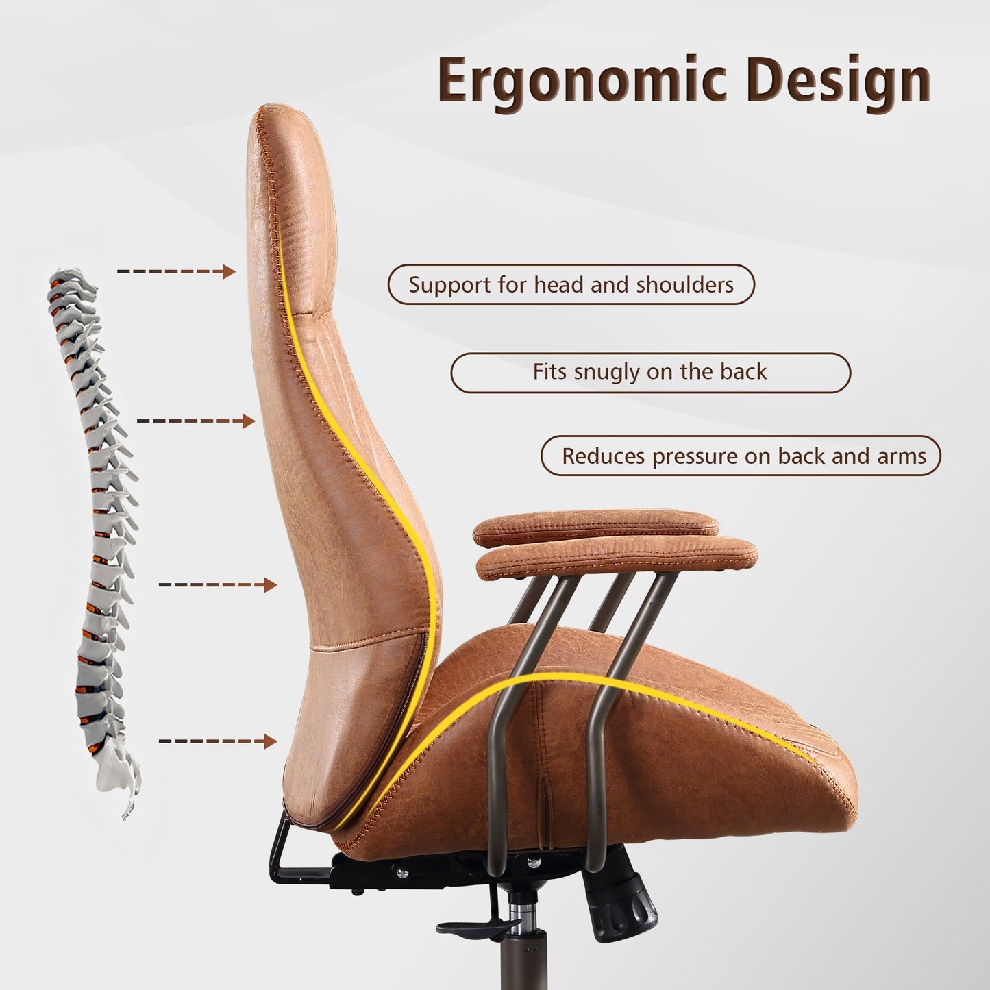 OVIOS Office Chair Ergonomic High Back Suede Fabric for Executive or Home Office
