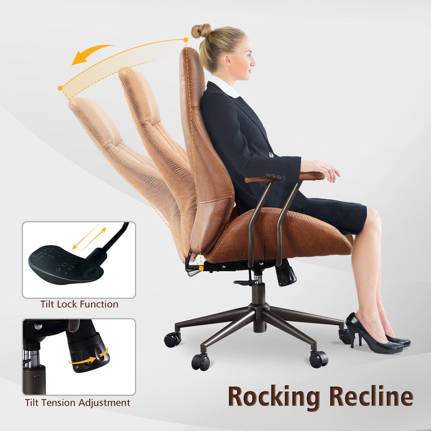 OVIOS Office Chair Ergonomic High Back Suede Fabric for Executive or Home Office
