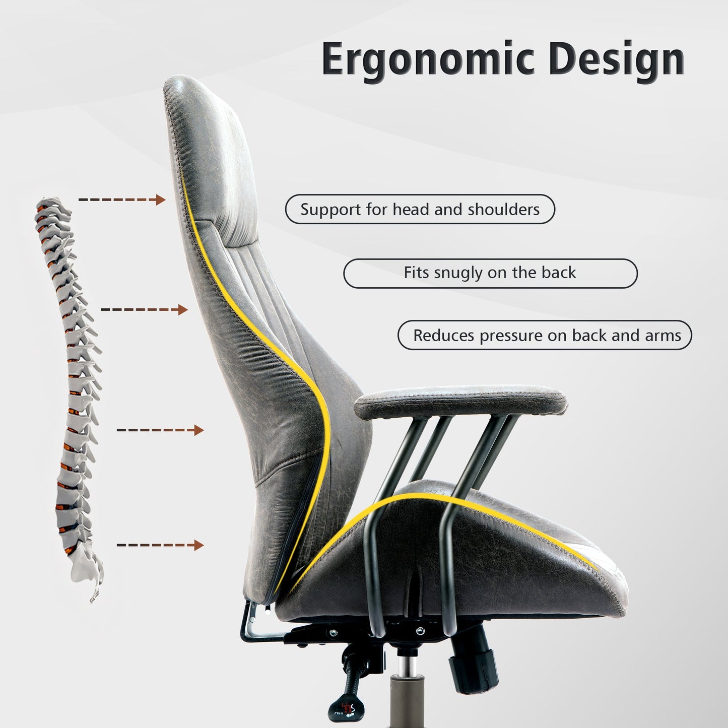 OVIOS Office Chair Ergonomic High Back Suede Fabric for Executive or Home Office