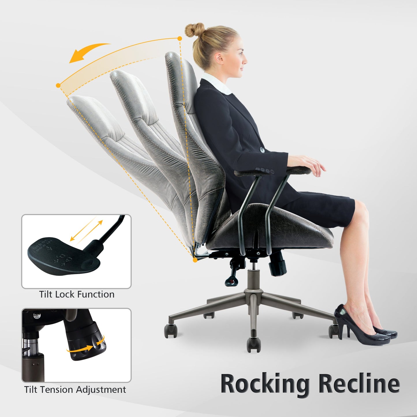 OVIOS Office Chair Ergonomic High Back Suede Fabric for Executive or Home Office
