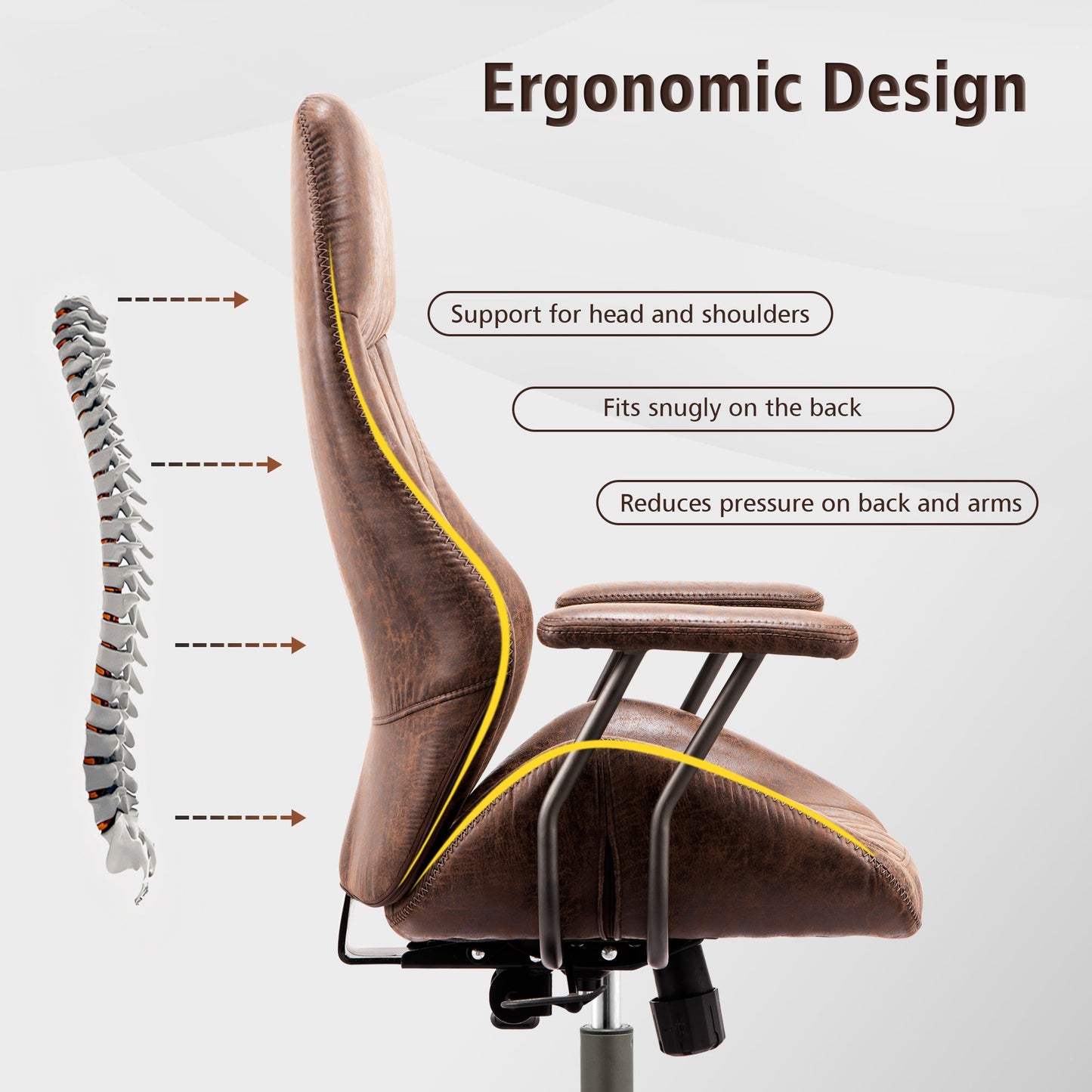 OVIOS Office Chair Ergonomic High Back Suede Fabric for Executive or Home Office