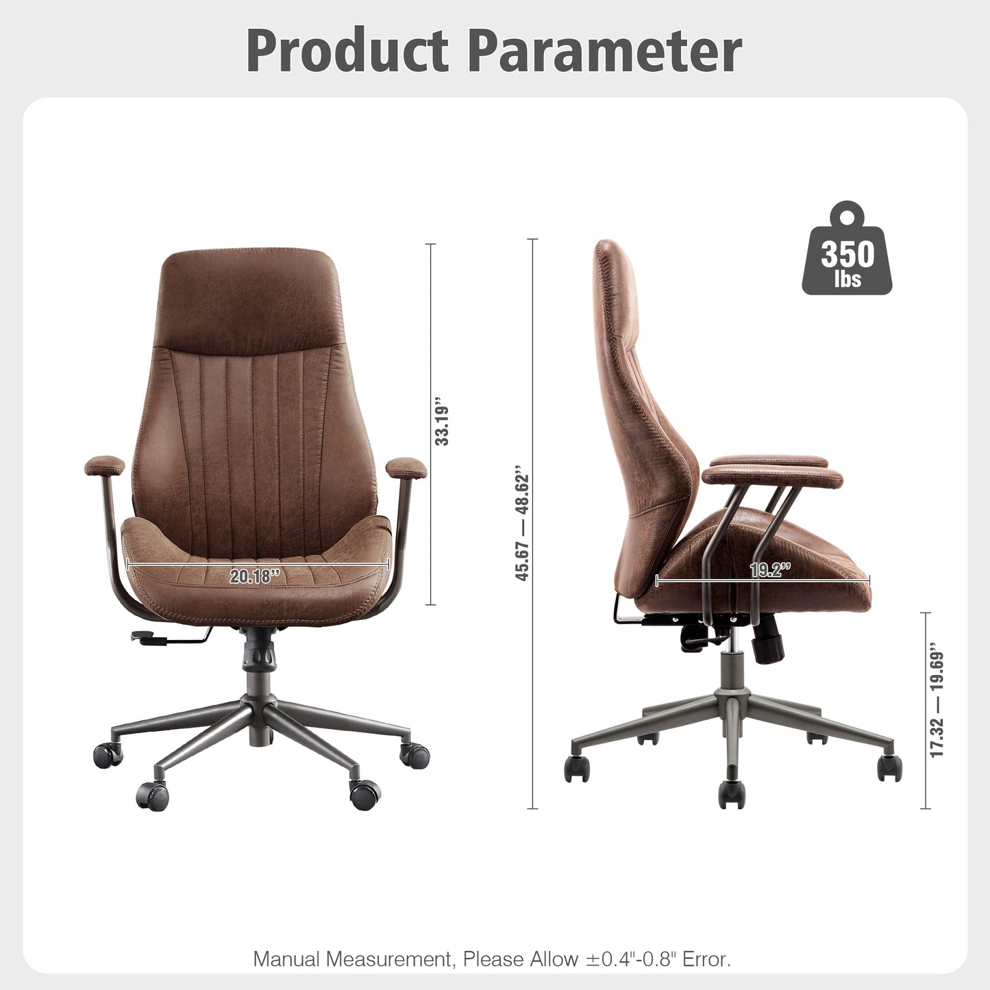 OVIOS Office Chair Ergonomic High Back Suede Fabric for Executive or Home Office