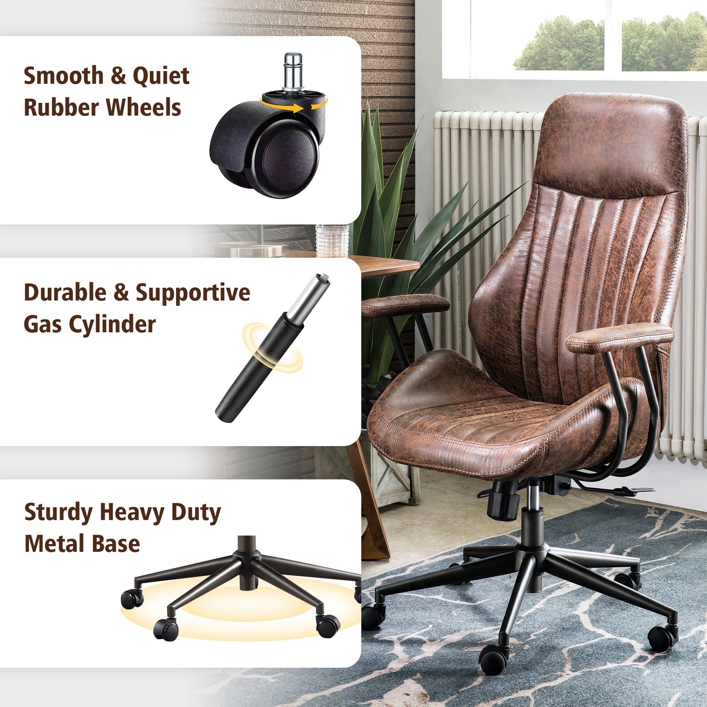 OVIOS Office Chair Ergonomic High Back Suede Fabric for Executive or Home Office