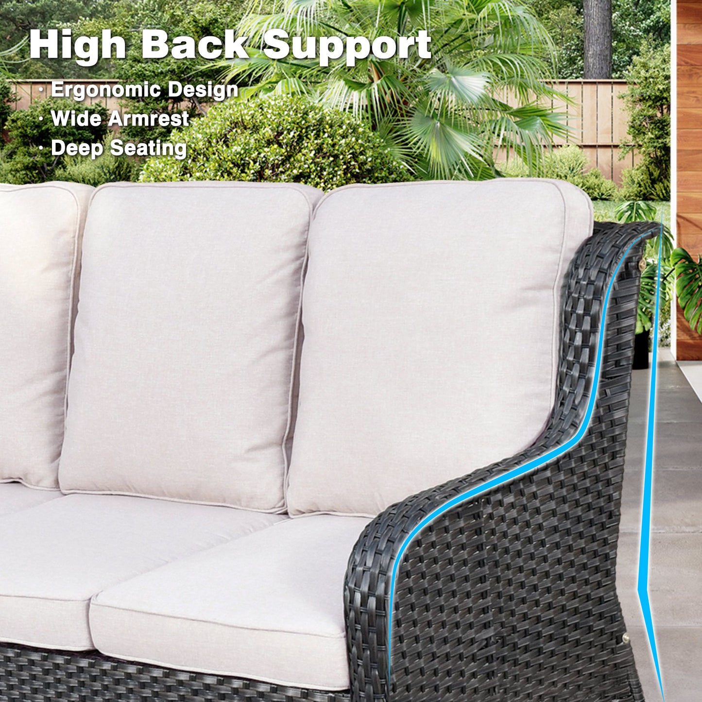 Ovios Patio Furniture Set 6-Piece with Rocking Chairs and Table Kenard