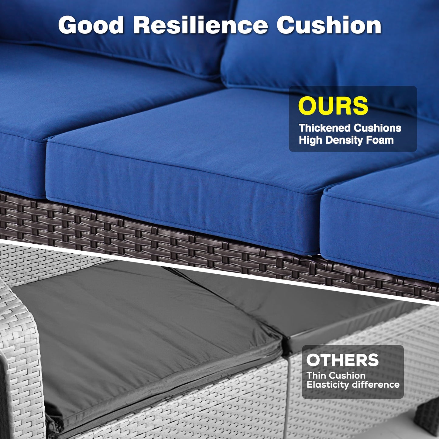 Ovios Patio Conversation Set 5-Piece with Cushions Kenard Curved Handrest