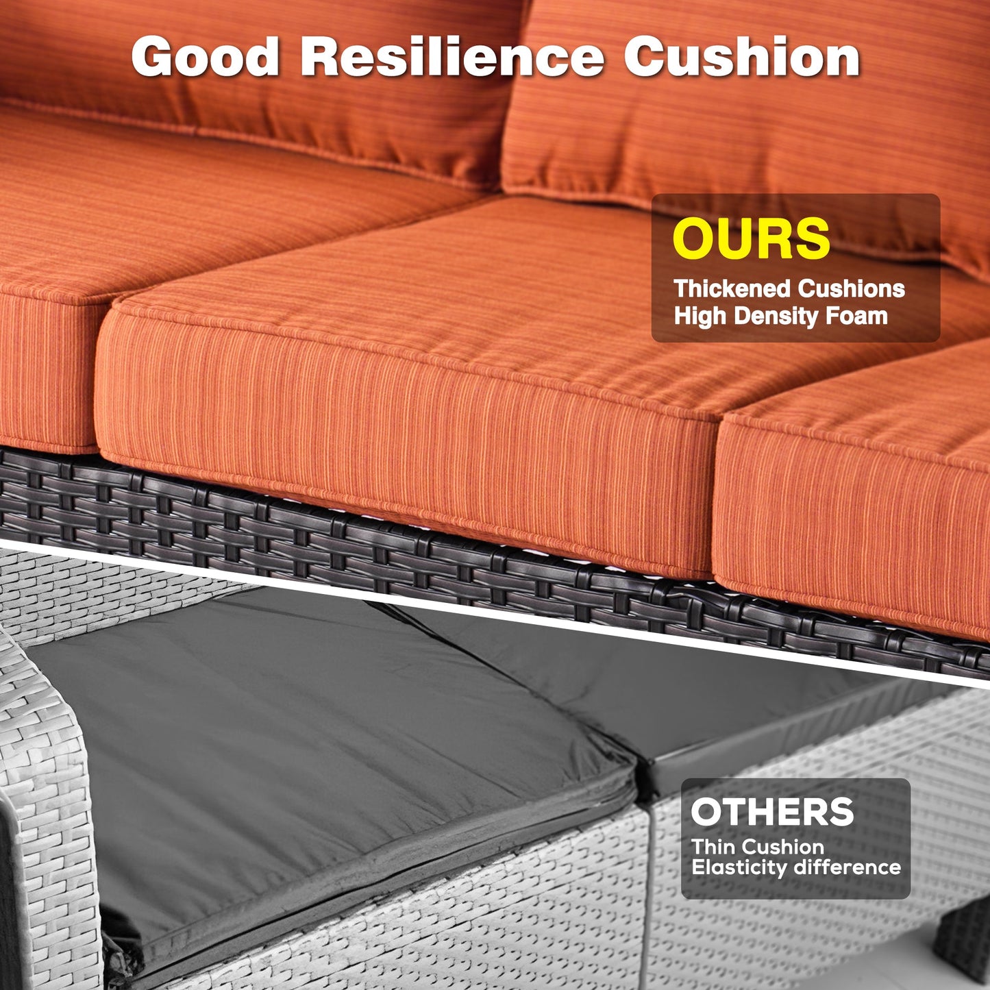 Ovios Patio Conversation Set 5-Piece with Cushions Kenard Curved Handrest