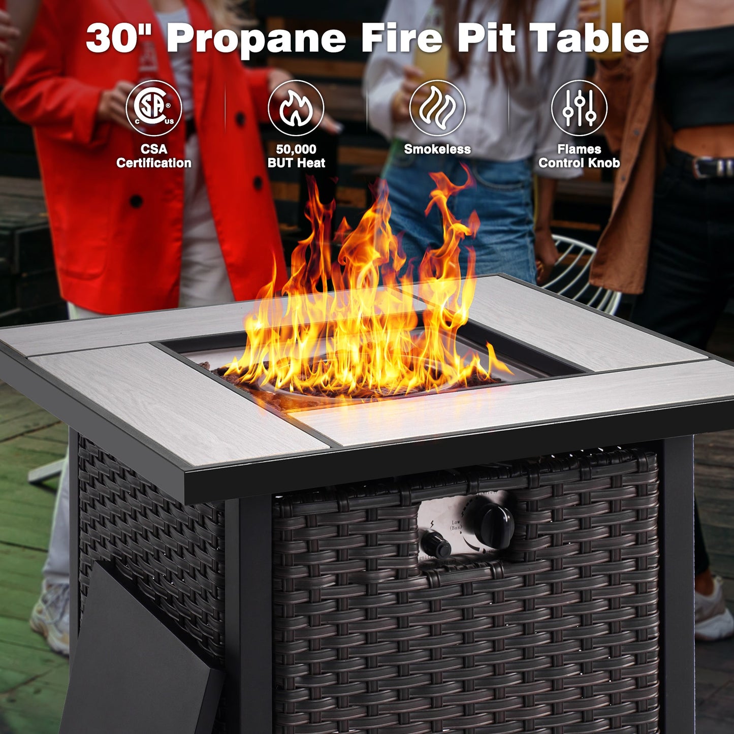 OVIOS Patio Outdoor 30'' Fire Pit Table for GRS/NTC/HOP/NDS Series