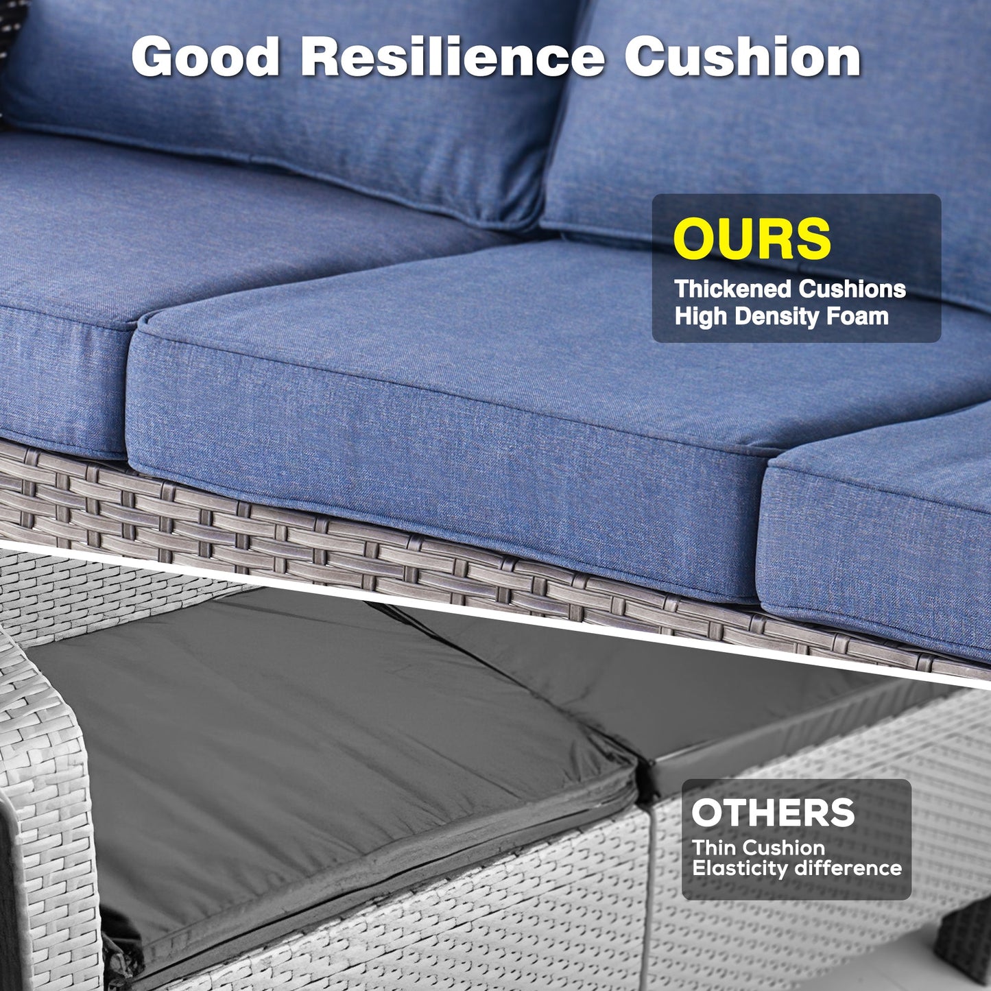 Ovios Patio Conversation Set 5-Piece with Cushions Kenard Curved Handrest