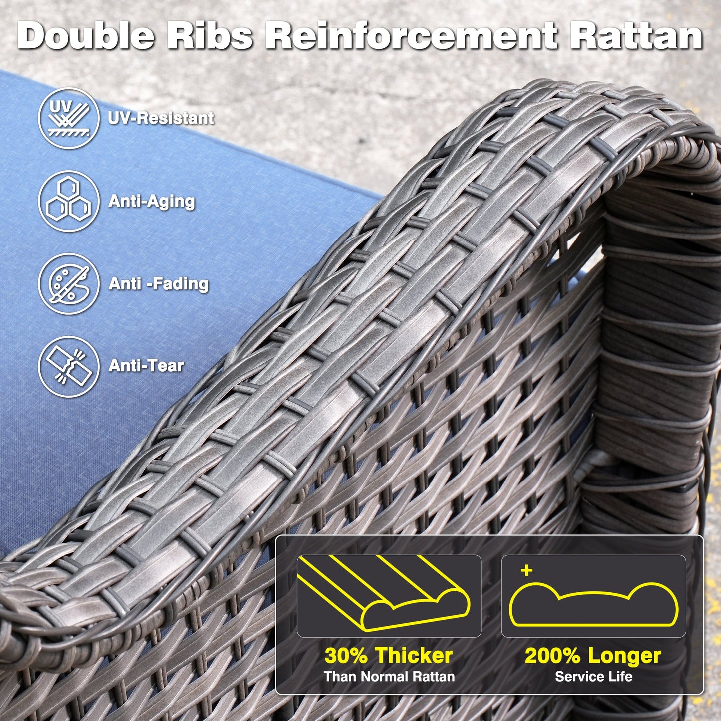 OVIOS Patio Chairs 2-Piece Kenard Curved Handrest