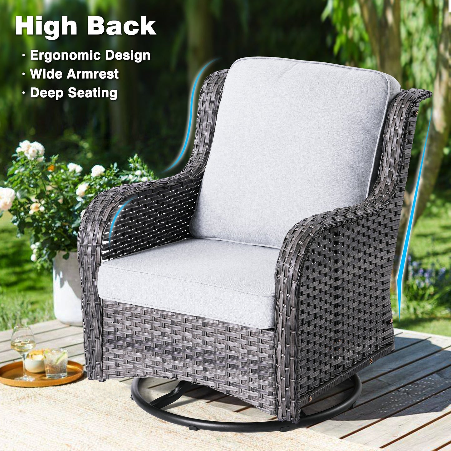 Ovios Patio Conversation Set 10-Piece with Rocking Chairs and Table Kenard