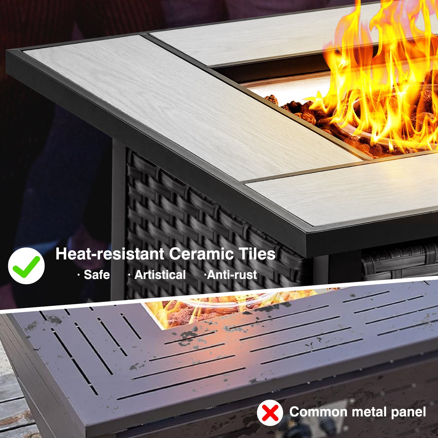 OVIOS Patio Outdoor 30'' Fire Pit Table for GRS/NTC/HOP/NDS Series