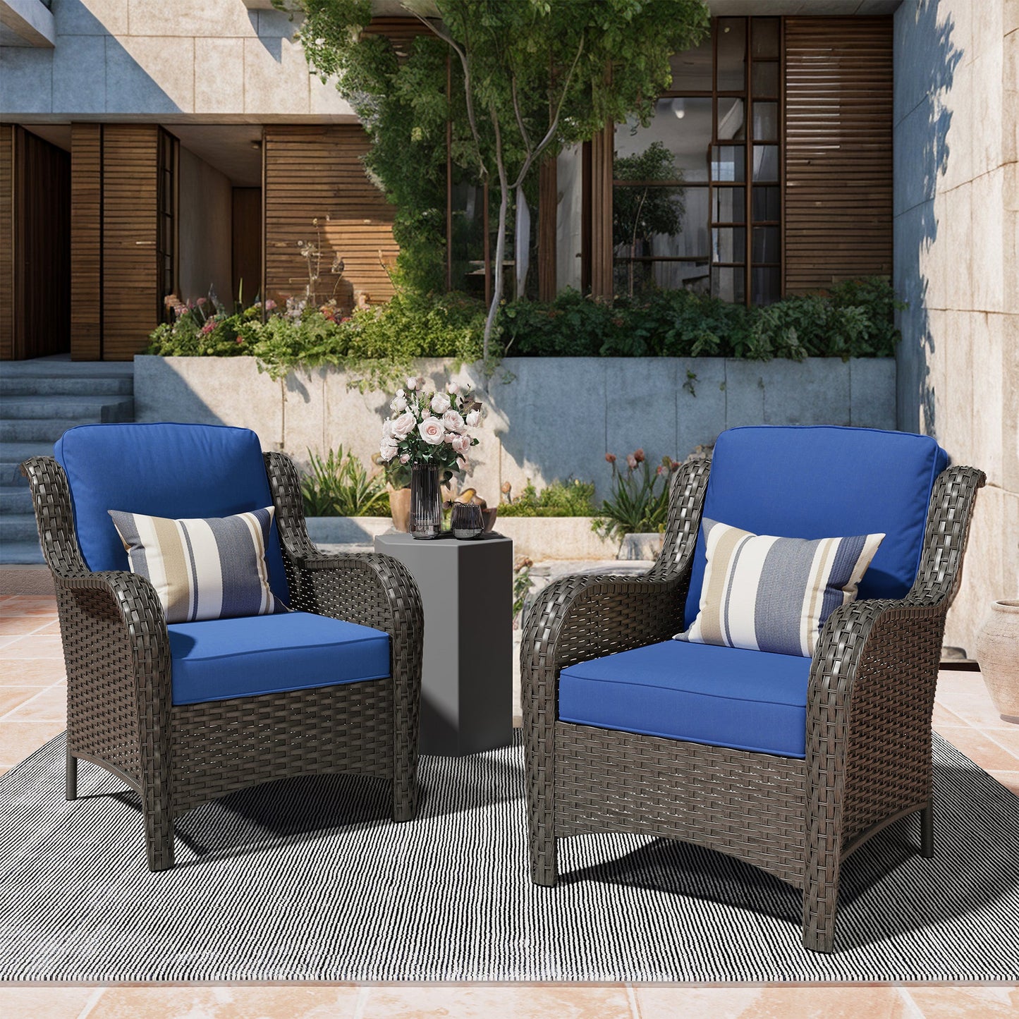 OVIOS Patio Chairs 2-Piece Kenard Curved Handrest