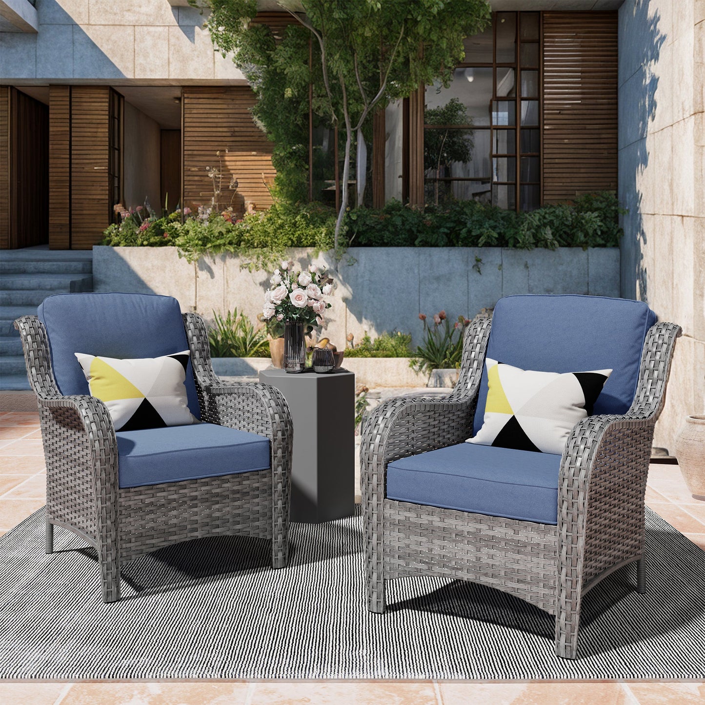 OVIOS Patio Chairs 2-Piece Kenard Curved Handrest