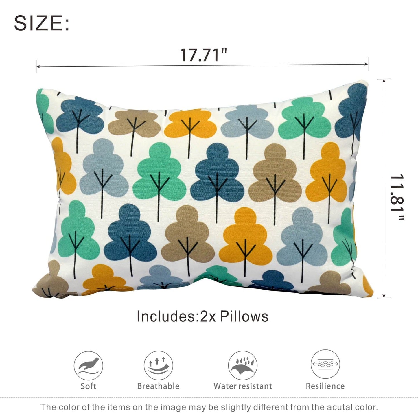 OVIOS 17.7'' x 11.8'' Rectangular Pillow Cover & Insert (Set of 2)