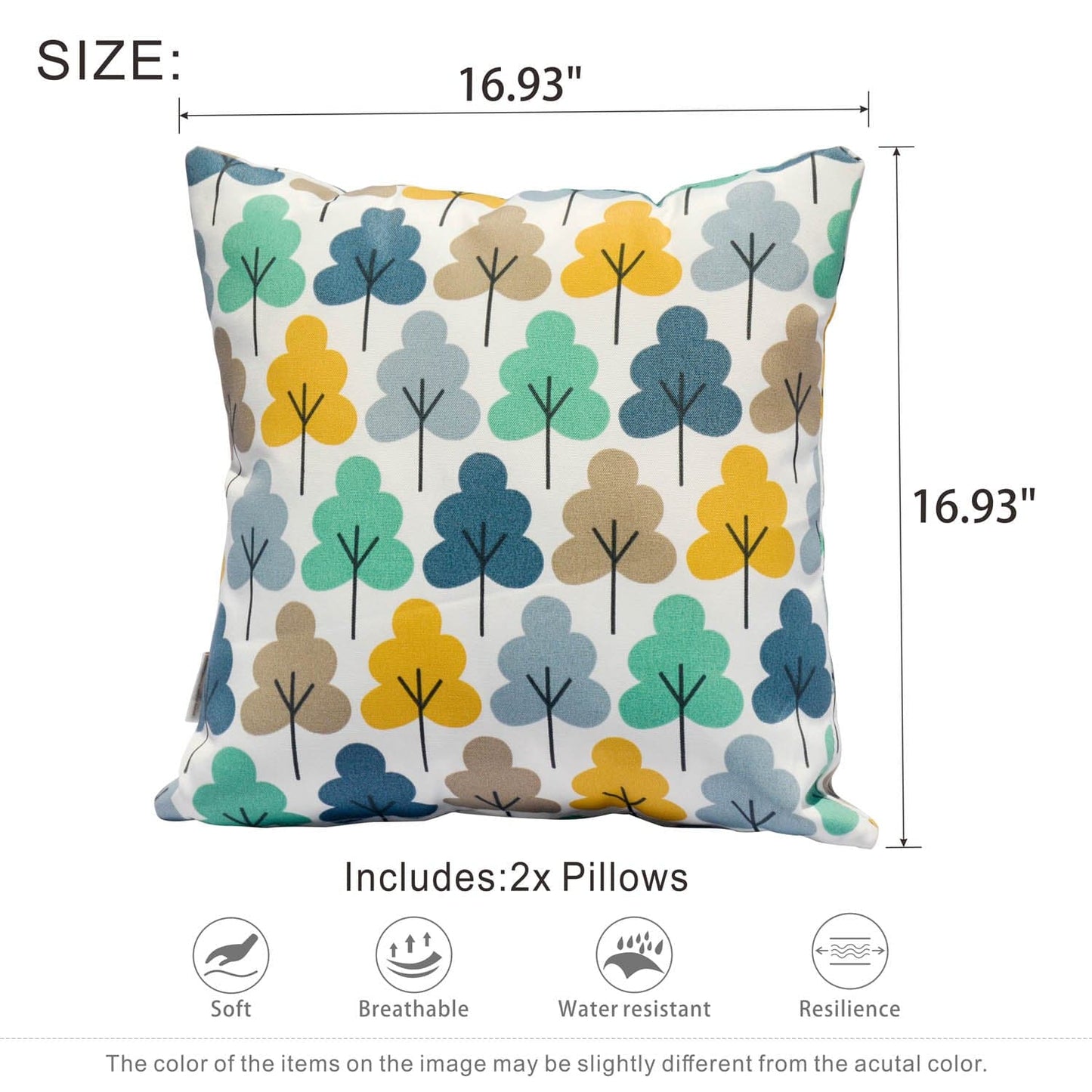 OVIOS 17'' x 17'' Waterproof Square Throw Pillow Cover & Insert (Set of 2)