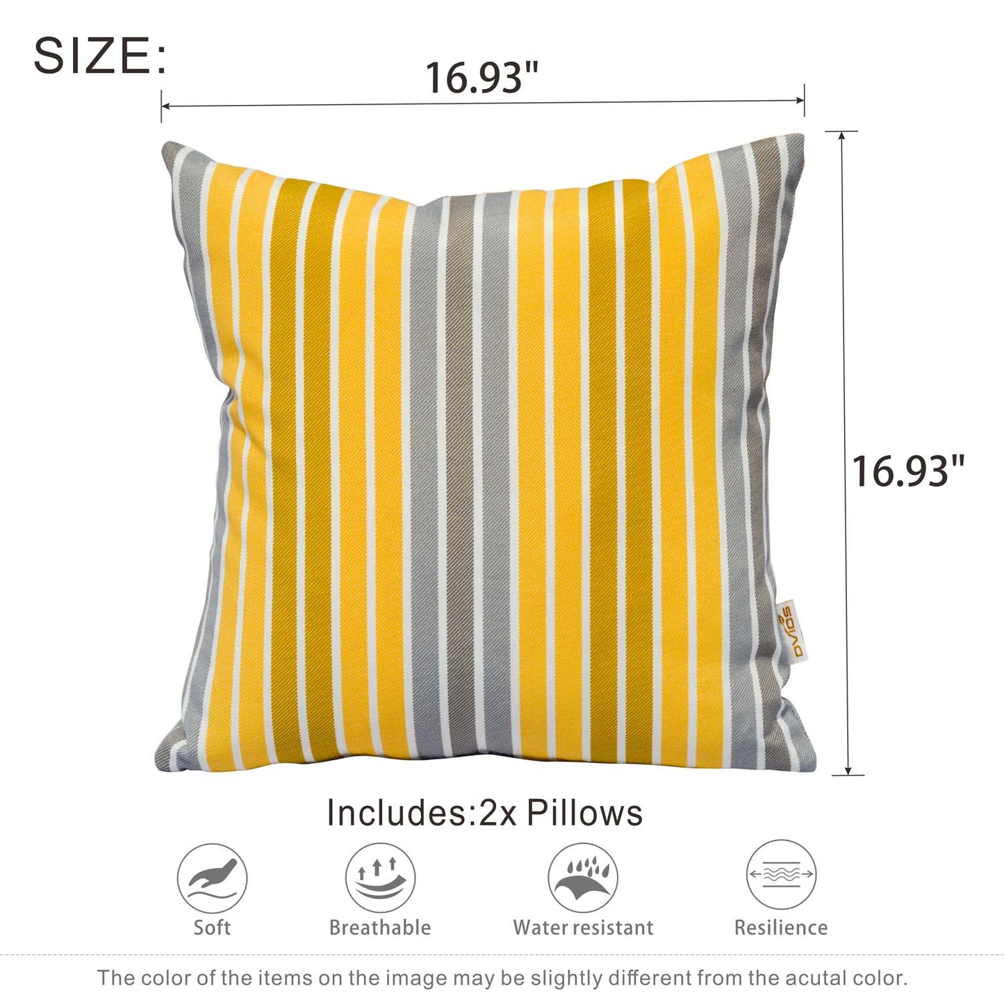 OVIOS 17'' x 17'' Waterproof Square Throw Pillow Cover & Insert (Set of 2)