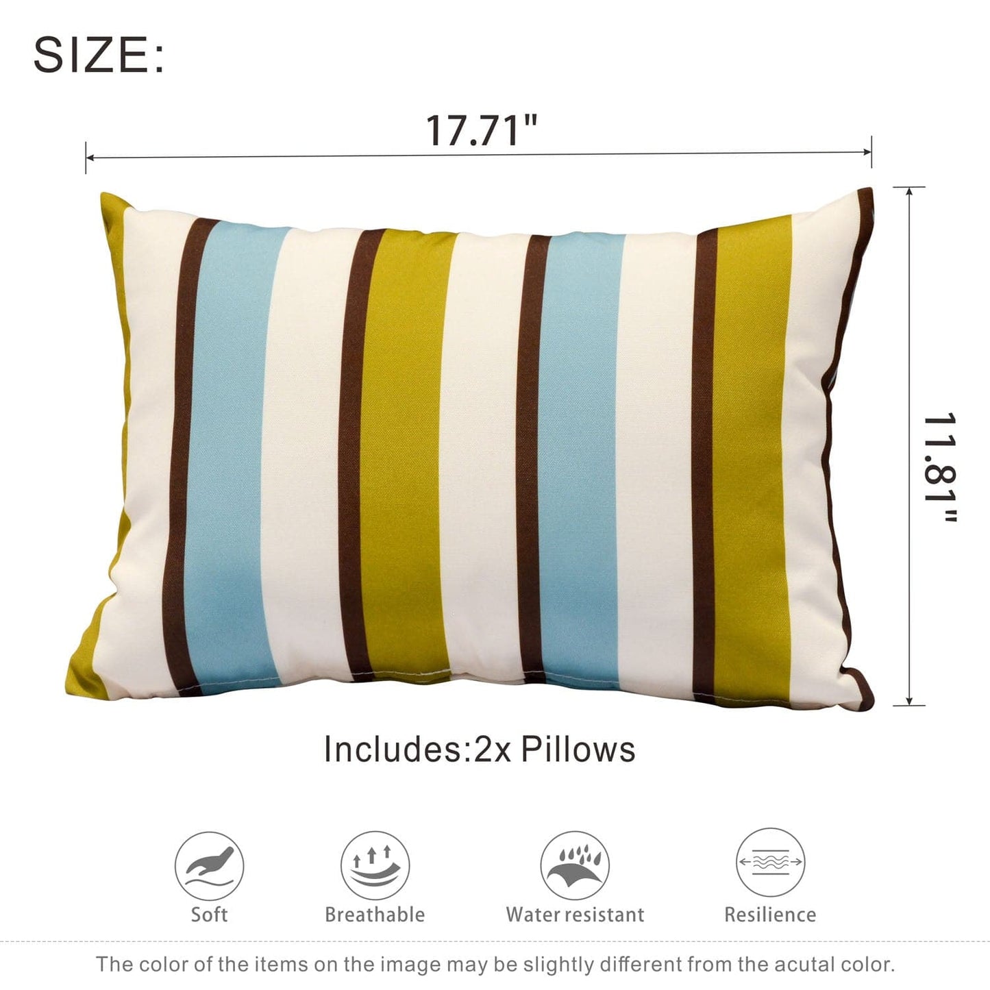 OVIOS 17.7'' x 11.8'' Rectangular Pillow Cover & Insert (Set of 2)