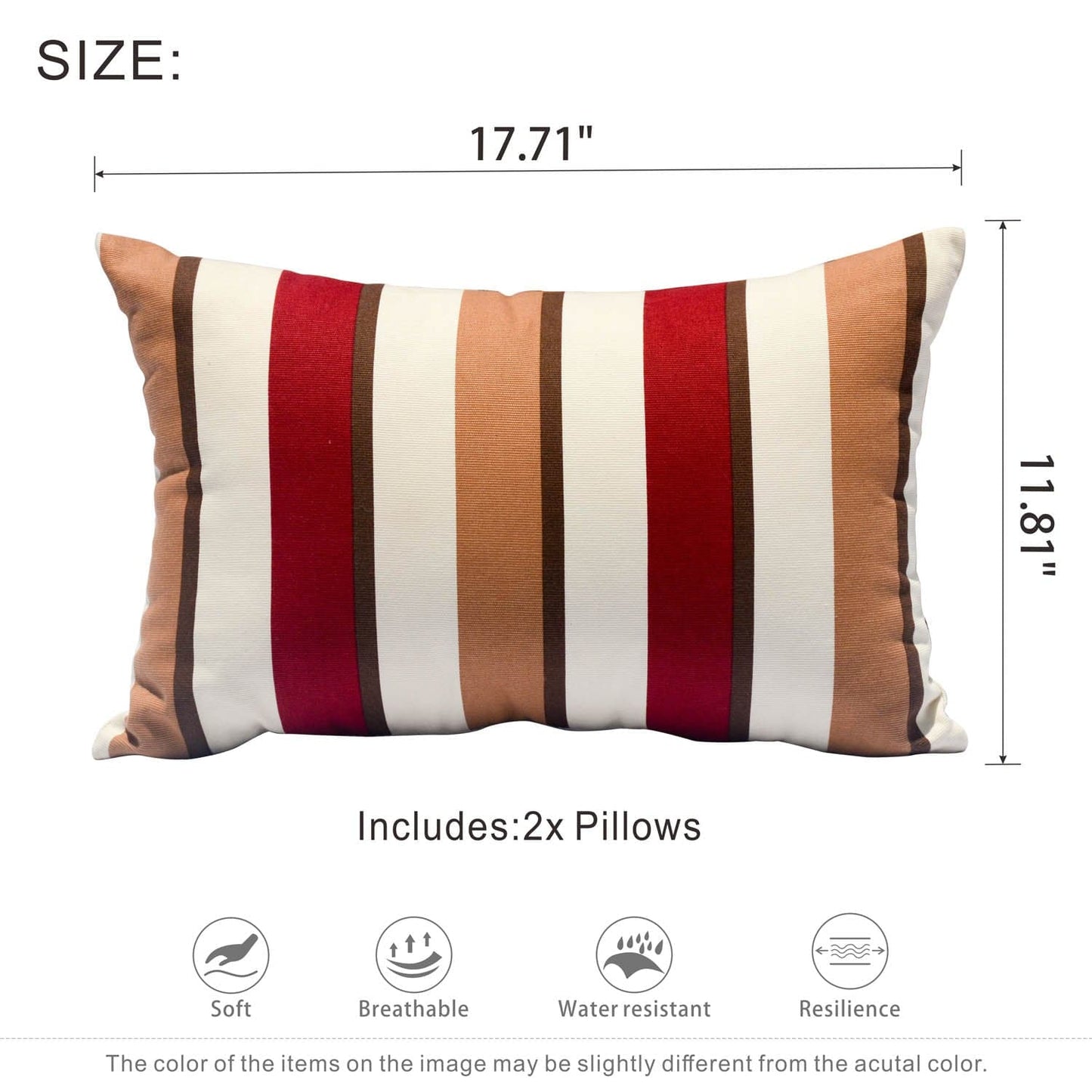 OVIOS 17.7'' x 11.8'' Rectangular Pillow Cover & Insert (Set of 2)