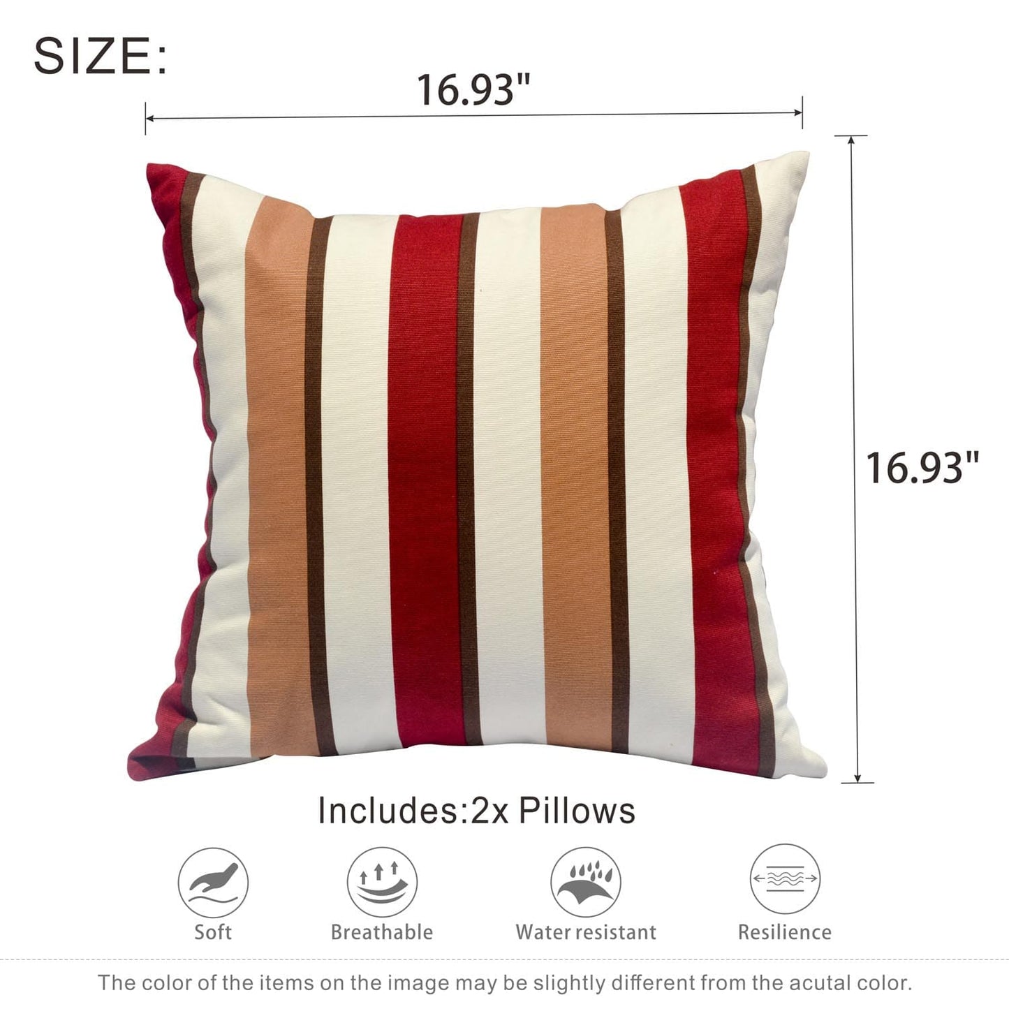 OVIOS 17'' x 17'' Waterproof Square Throw Pillow Cover & Insert (Set of 2)