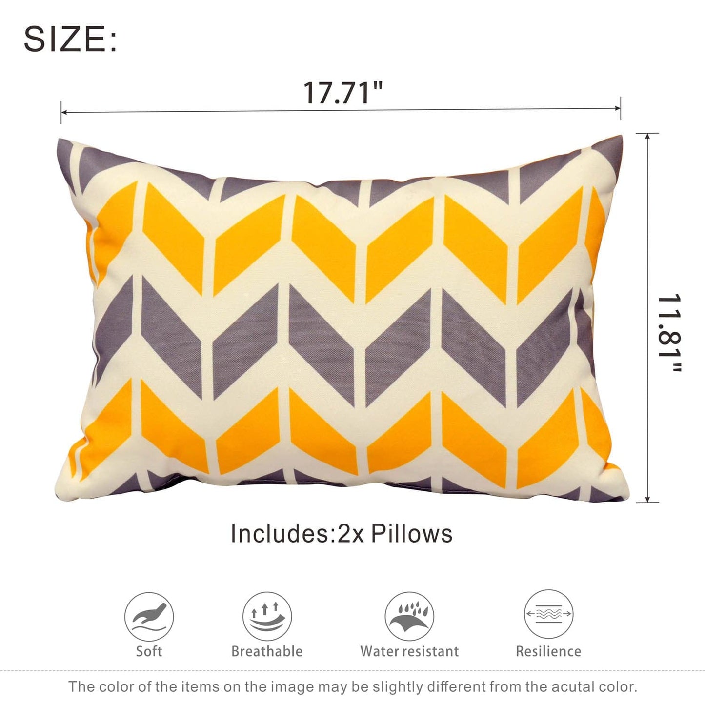 OVIOS 17.7'' x 11.8'' Rectangular Pillow Cover & Insert (Set of 2)