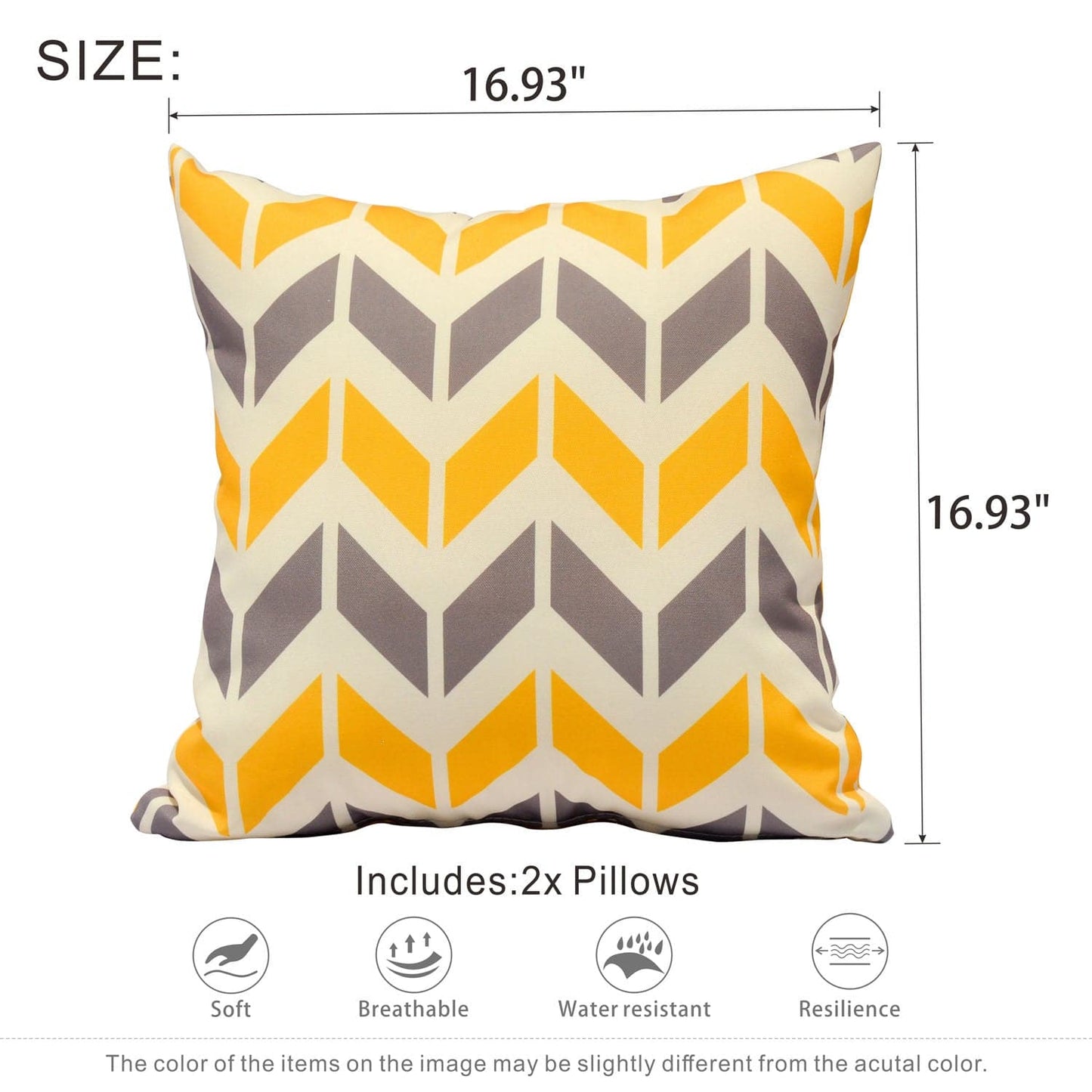 OVIOS 17'' x 17'' Waterproof Square Throw Pillow Cover & Insert (Set of 2)