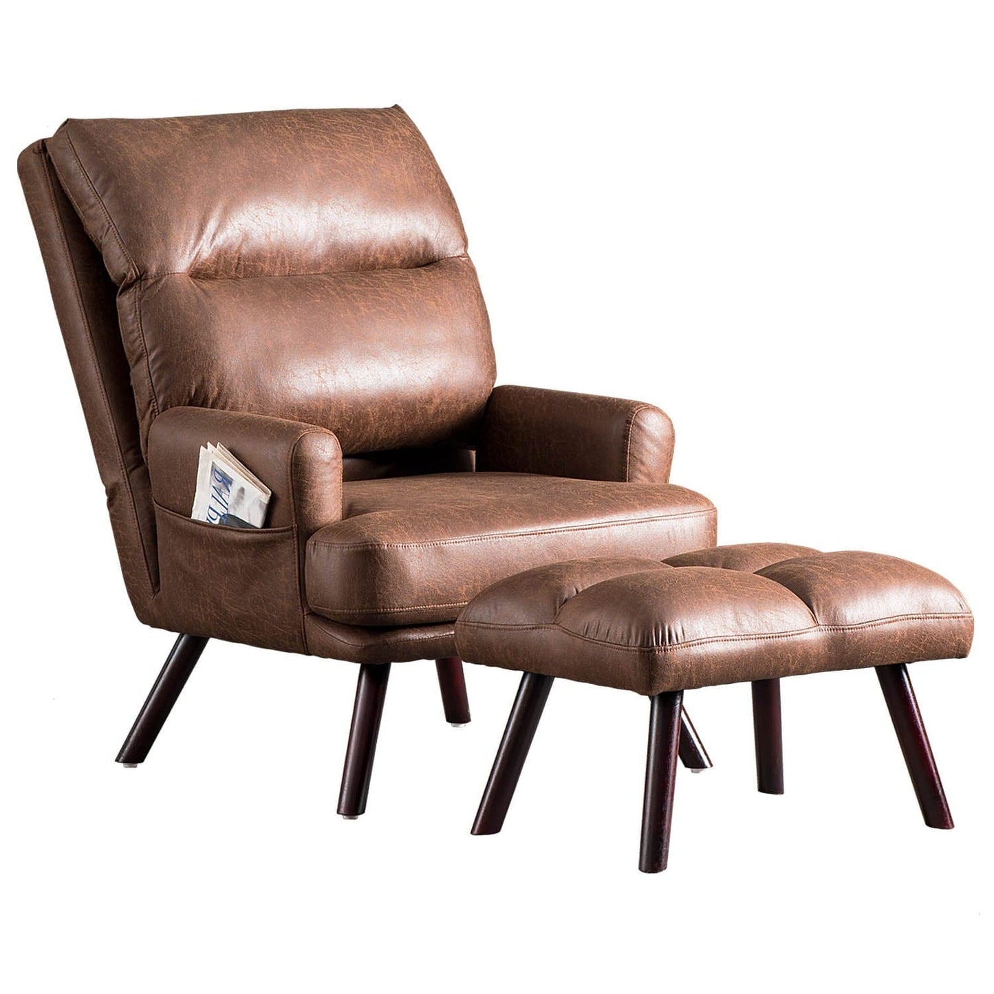 OVIOS Living Room Accent Chair with Ottoman, 6 Angles Adjustable